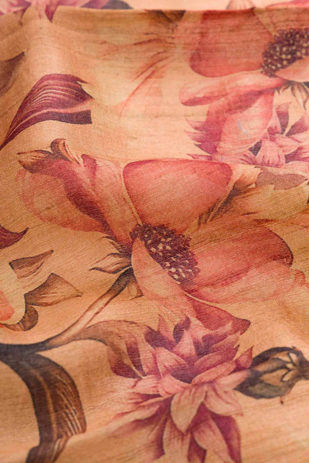 Golden Peach Dual Tone Tussar Silk Saree