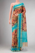Golden Peach Dual Tone Tussar Silk Saree