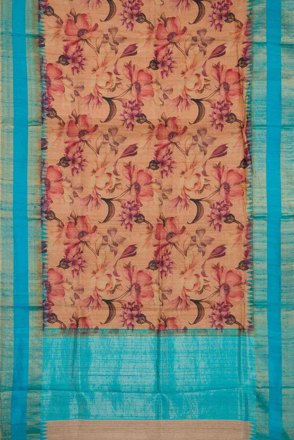 Golden Peach Dual Tone Tussar Silk Saree