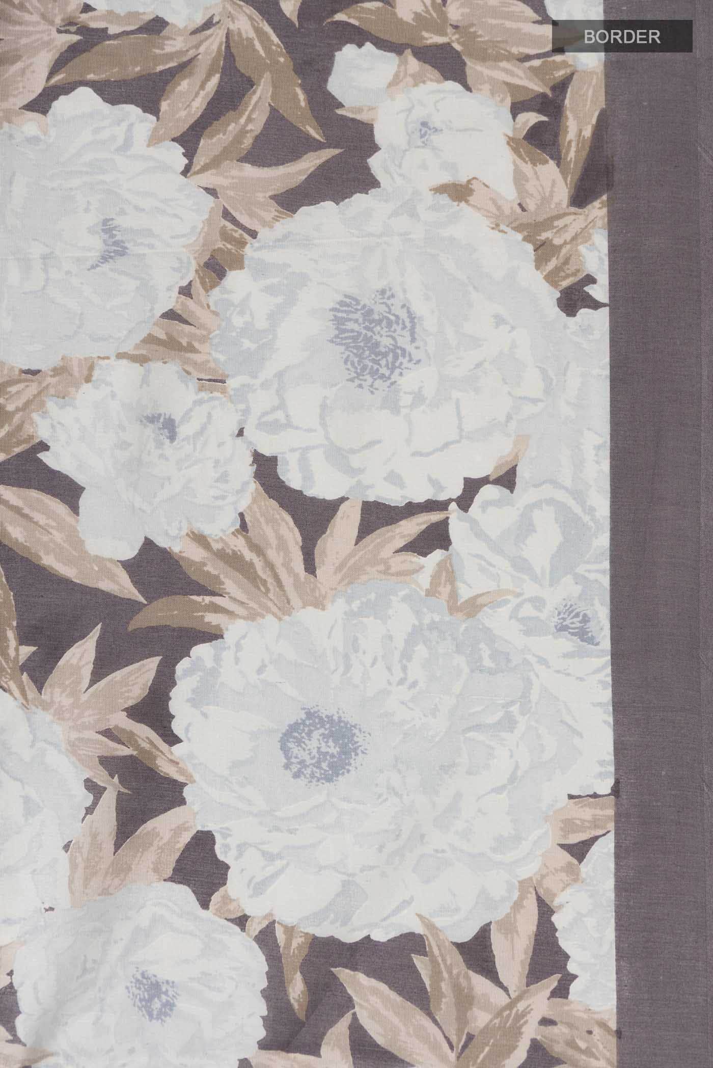Grey Tussar Silk Saree