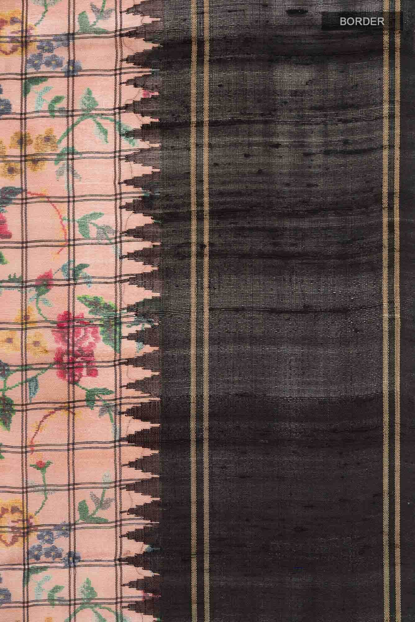 Peach Bhagalpuri Tussar Silk Saree