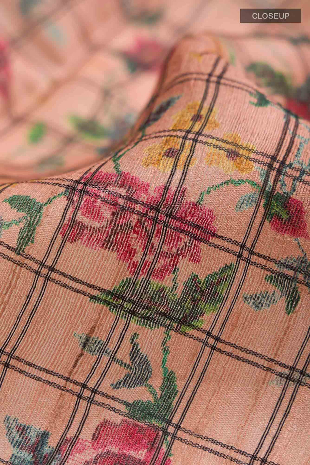 Peach Bhagalpuri Tussar Silk Saree