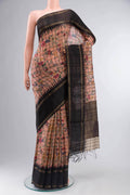 Peach Bhagalpuri Tussar Silk Saree