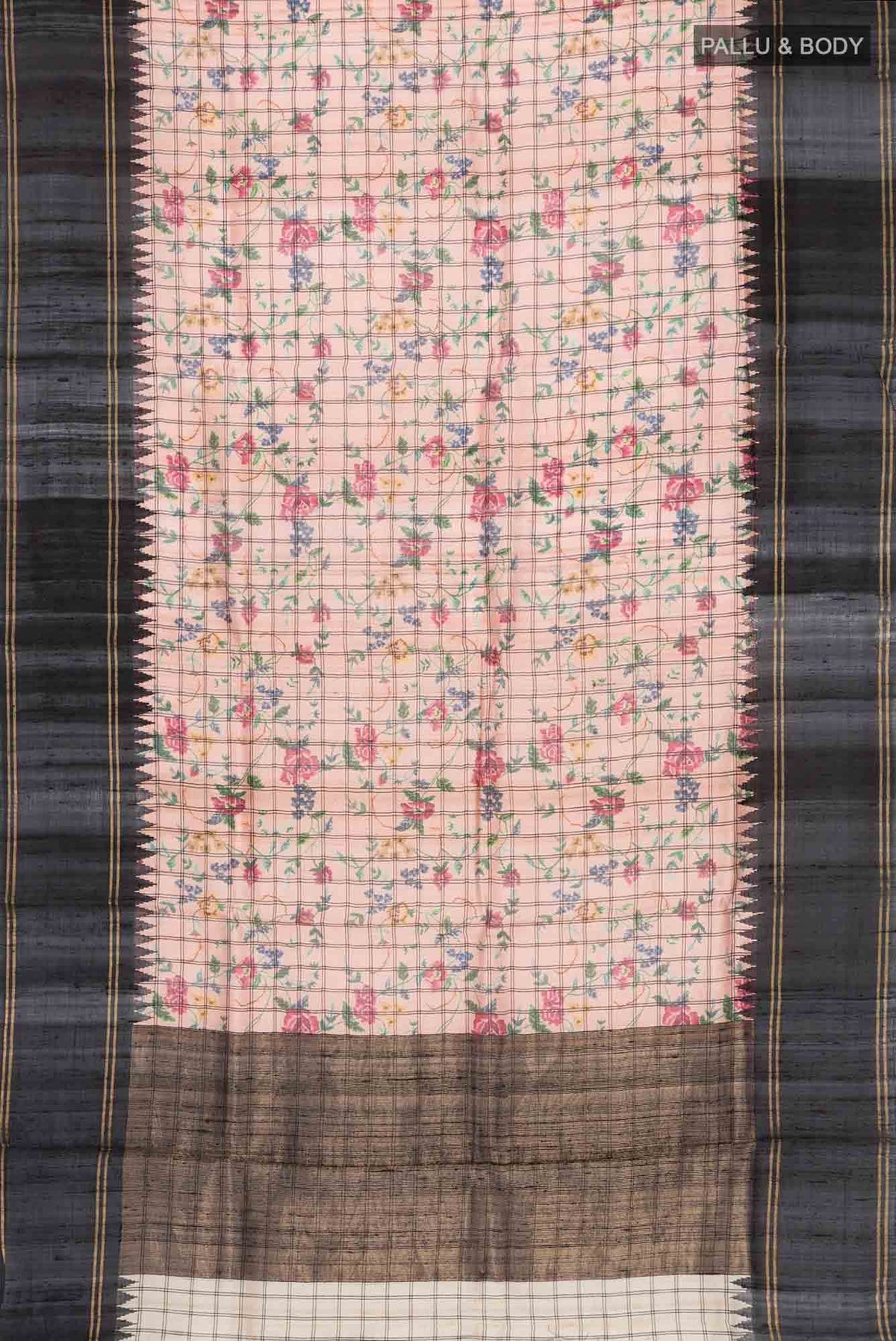 Peach Bhagalpuri Tussar Silk Saree