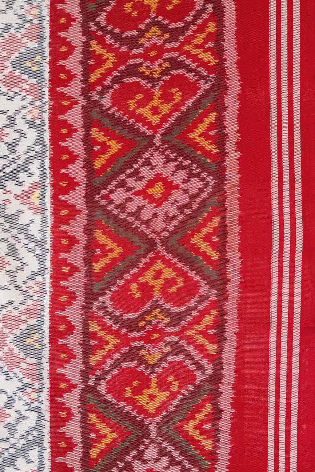Off White Double Ikat Saree