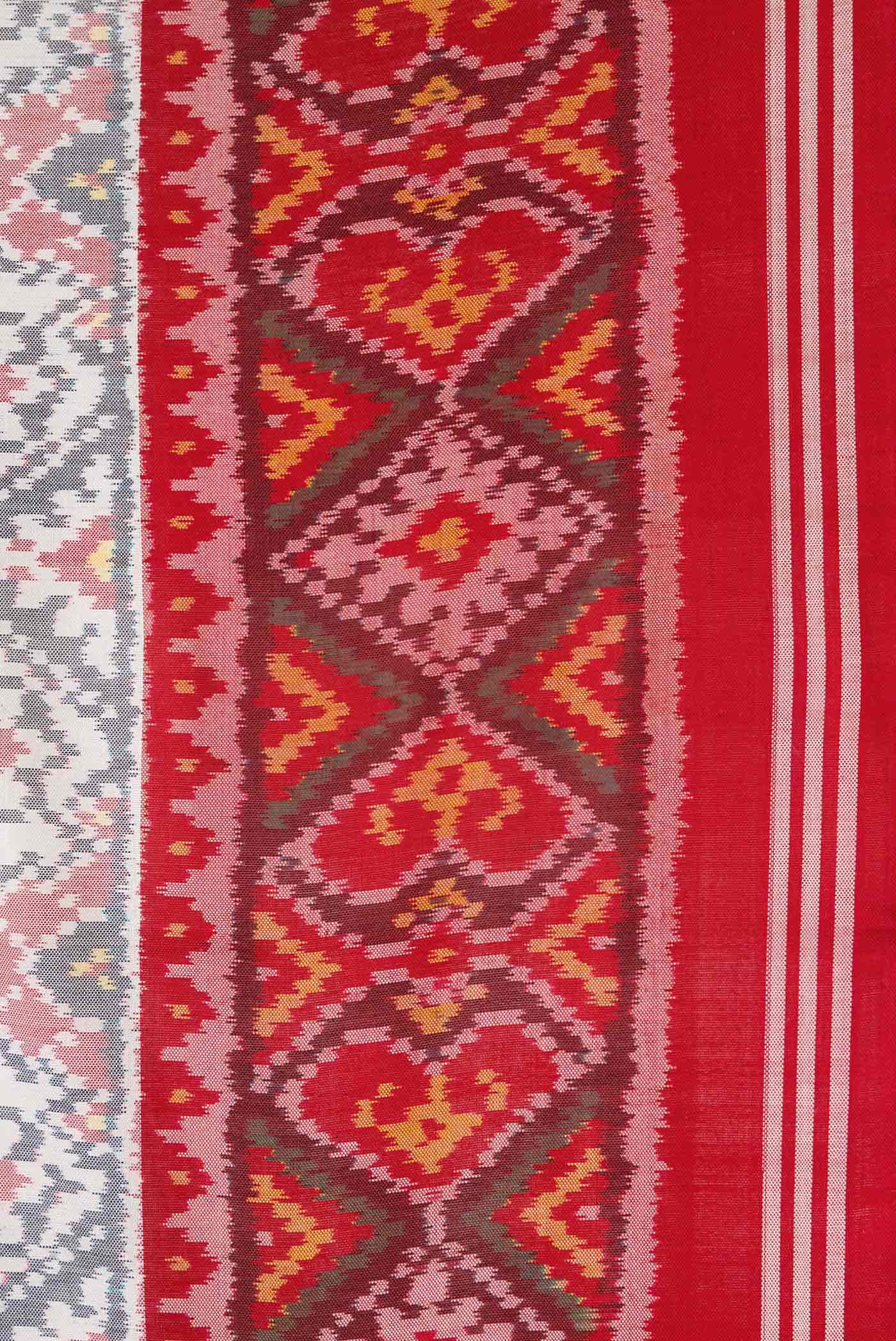 Off White Double Ikat Saree