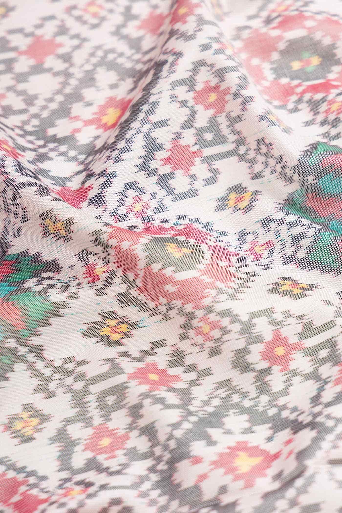 Off White Double Ikat Saree