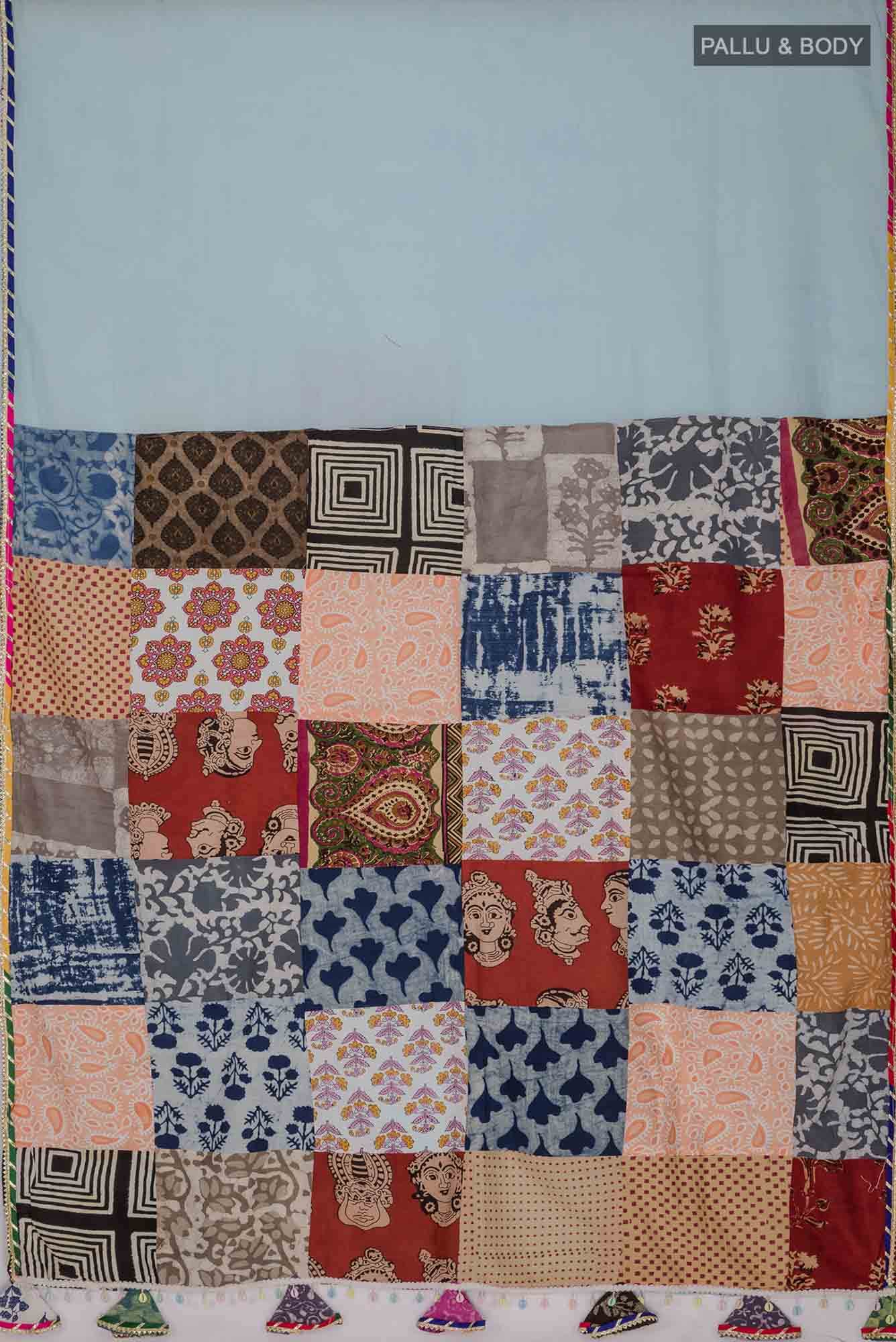 Sky Blue Cotton Saree