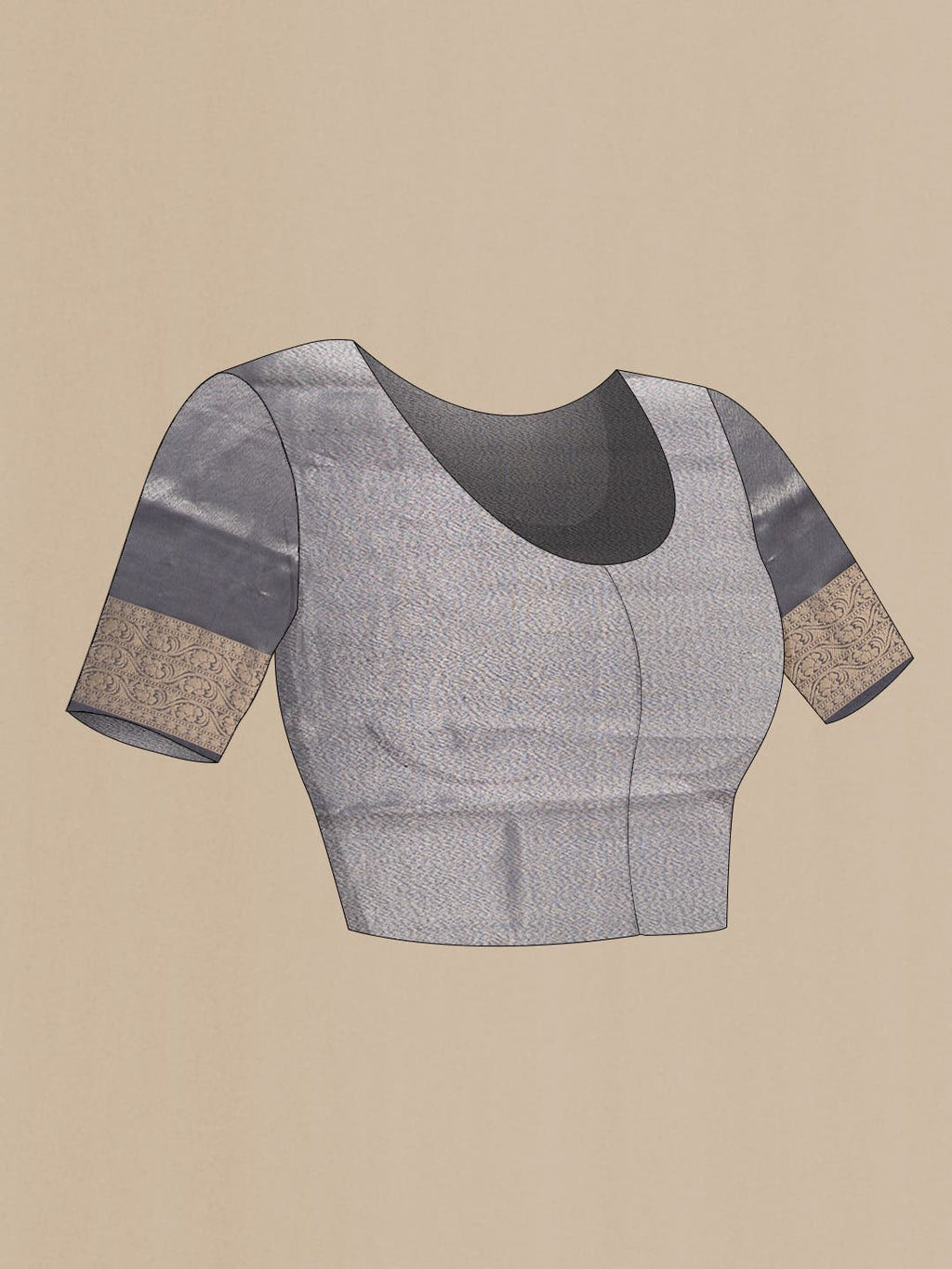 Grey Dual Tone Chanderi Tissue Silk Saree
