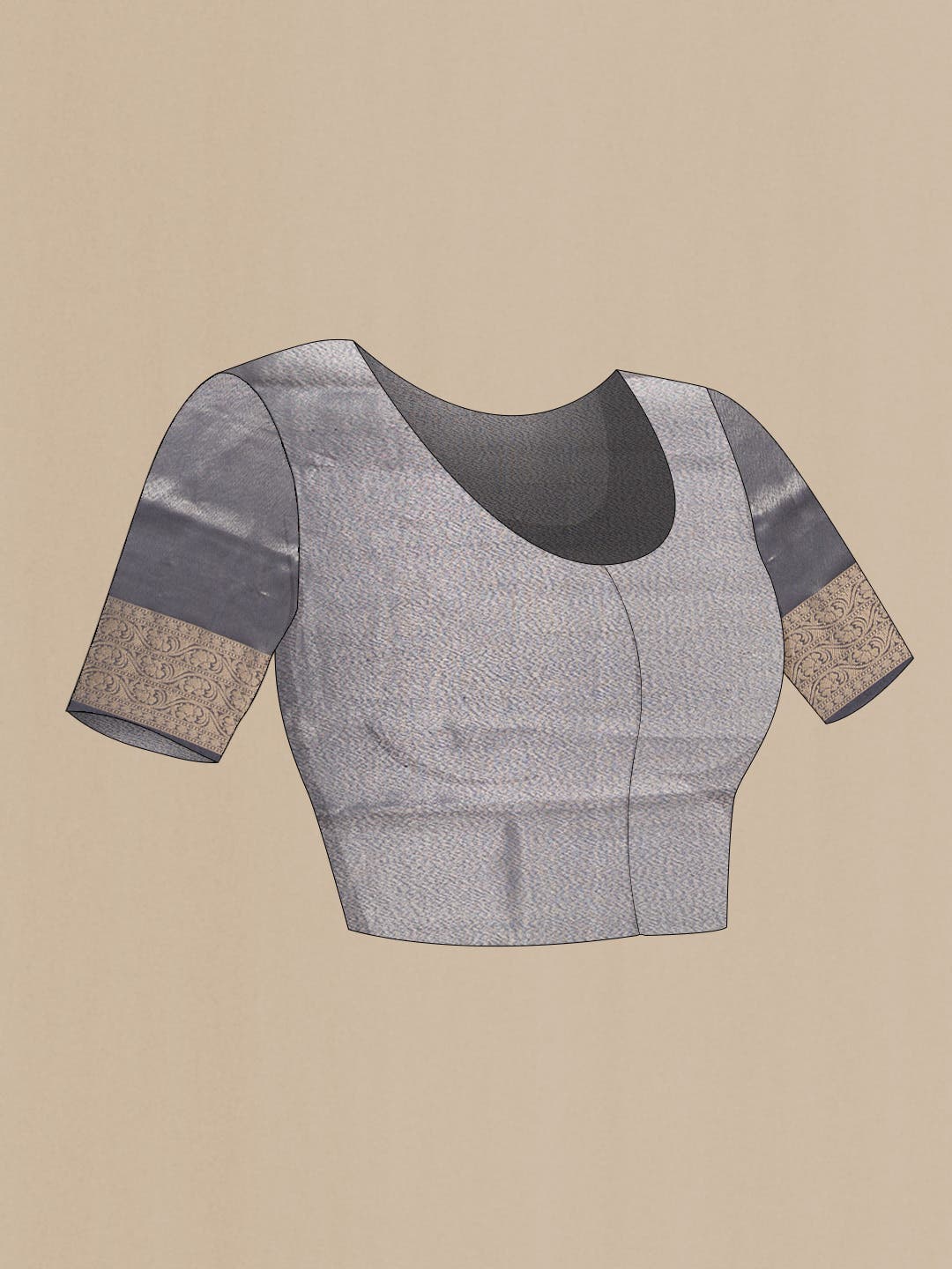 Grey Dual Tone Chanderi Tissue Silk Saree