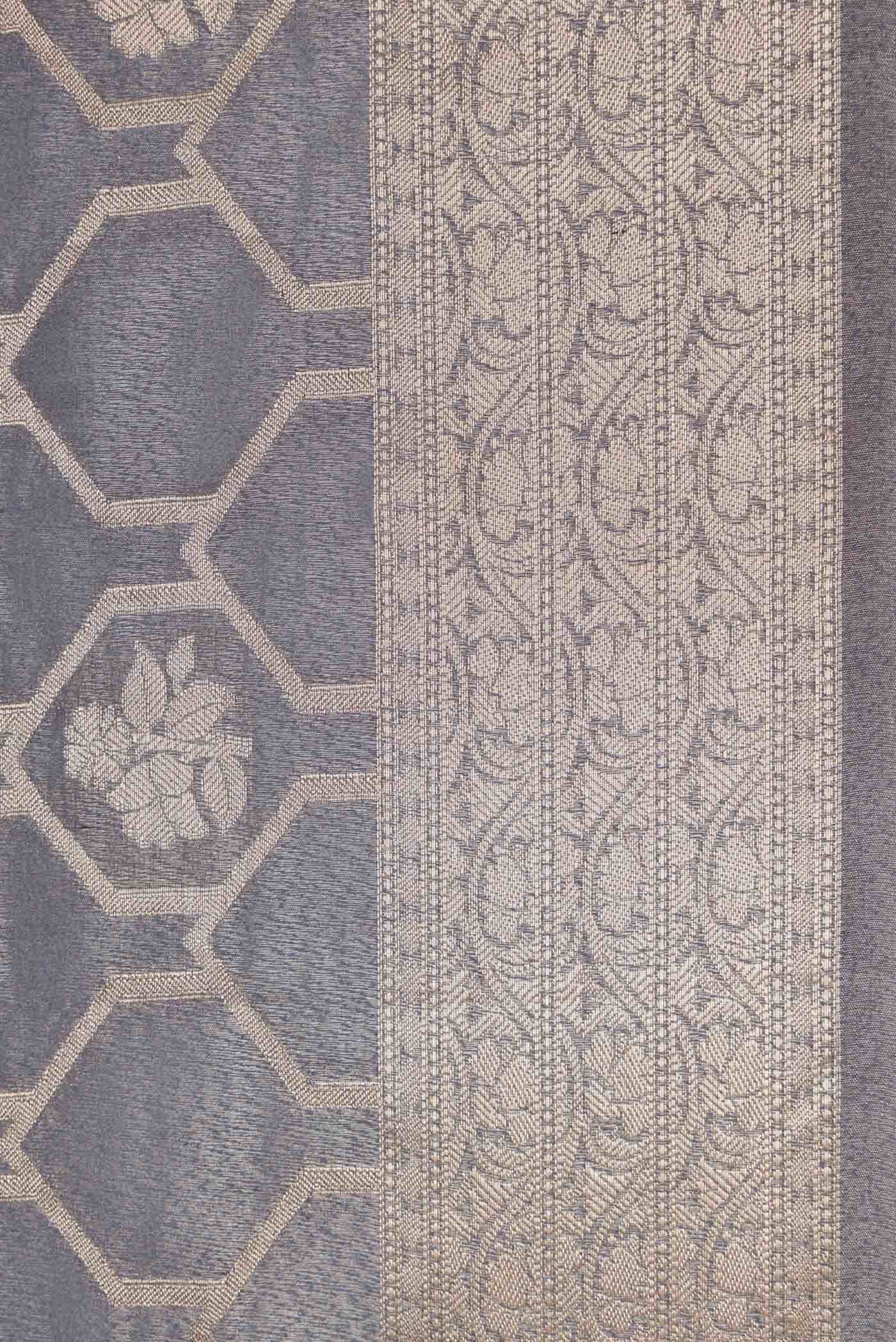 Grey Dual Tone Chanderi Tissue Silk Saree