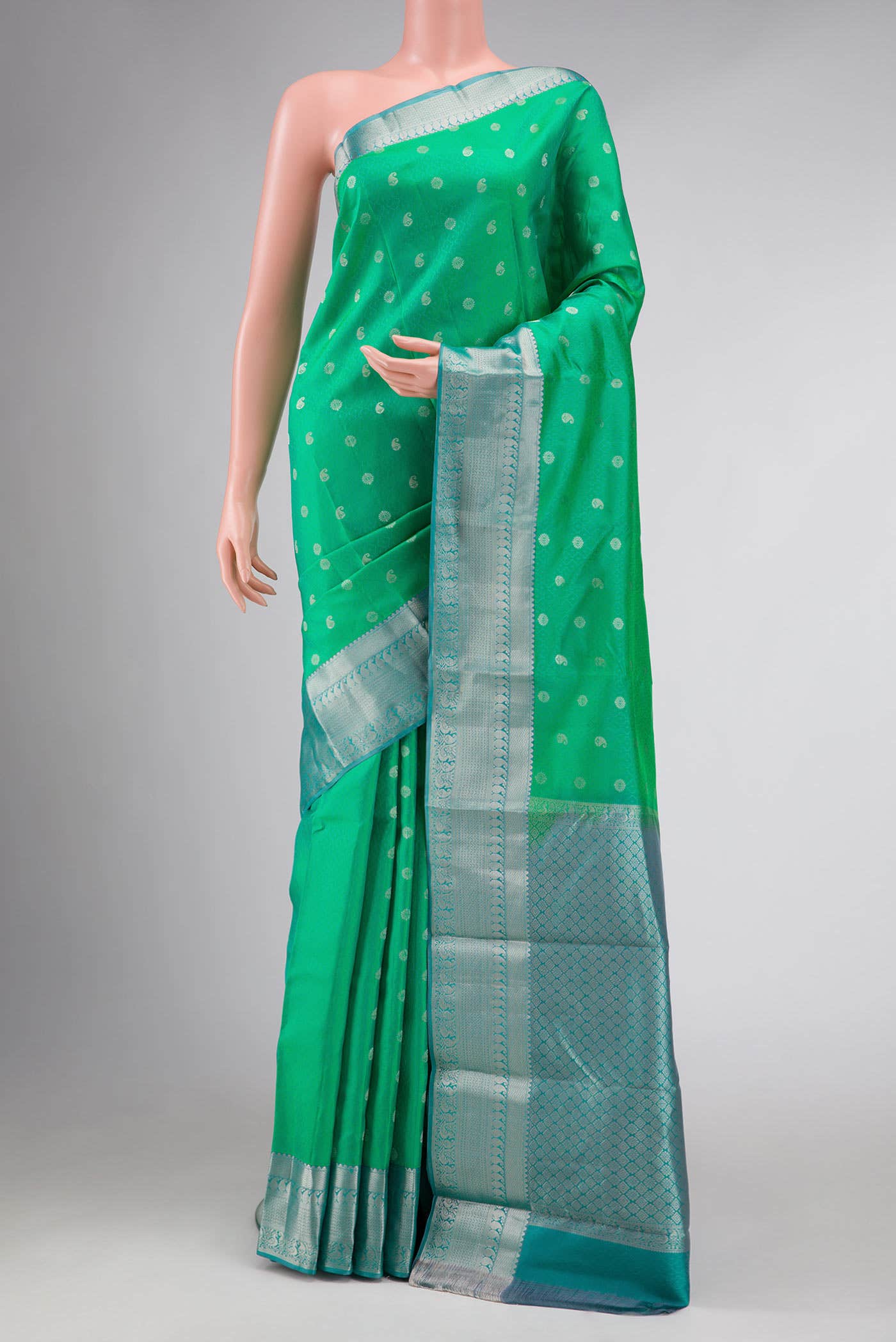 Sea Green Dual Tone Kanchipuram Silk Saree