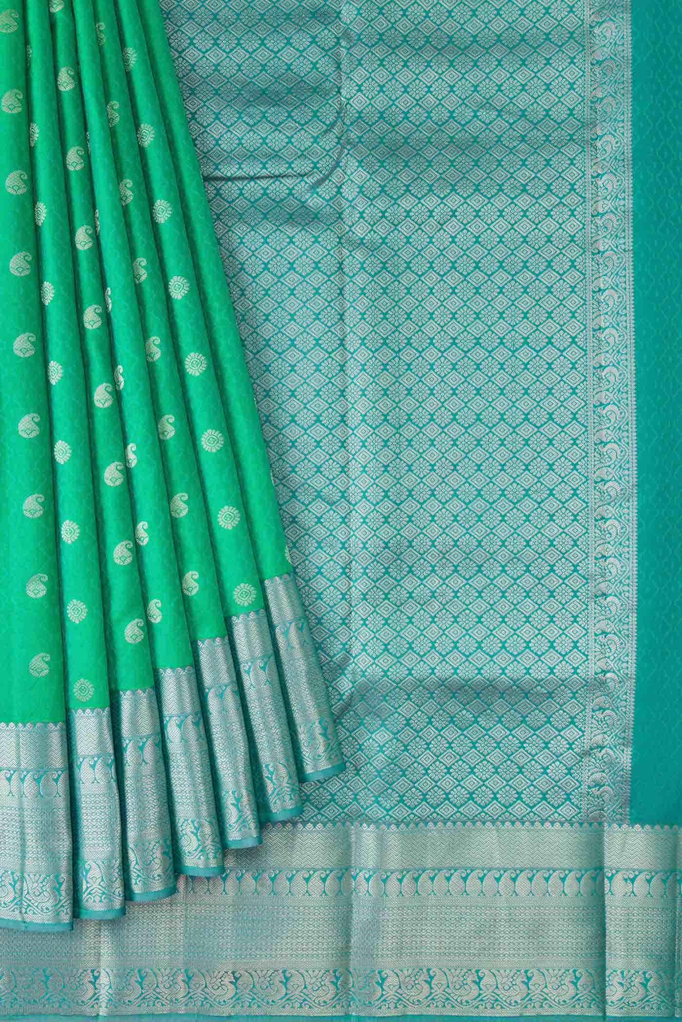 Sea Green Dual Tone Kanchipuram Silk Saree