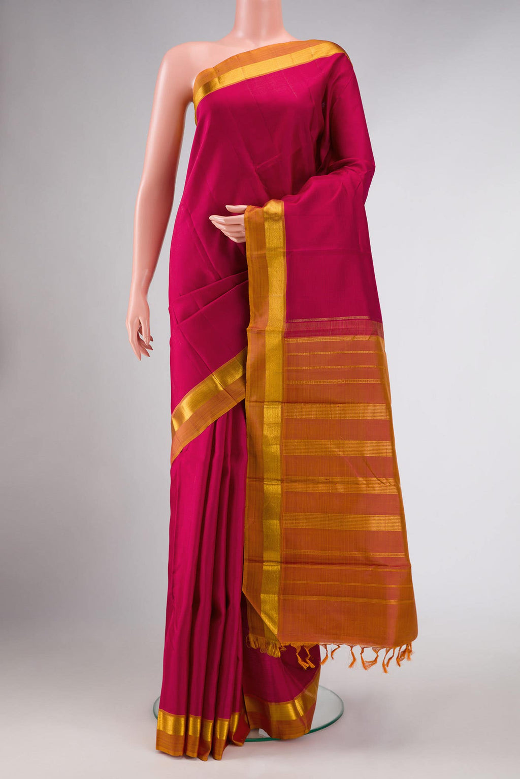Pure Silk Pure Zari Maroon Dual Tone Kanchipuram Saree