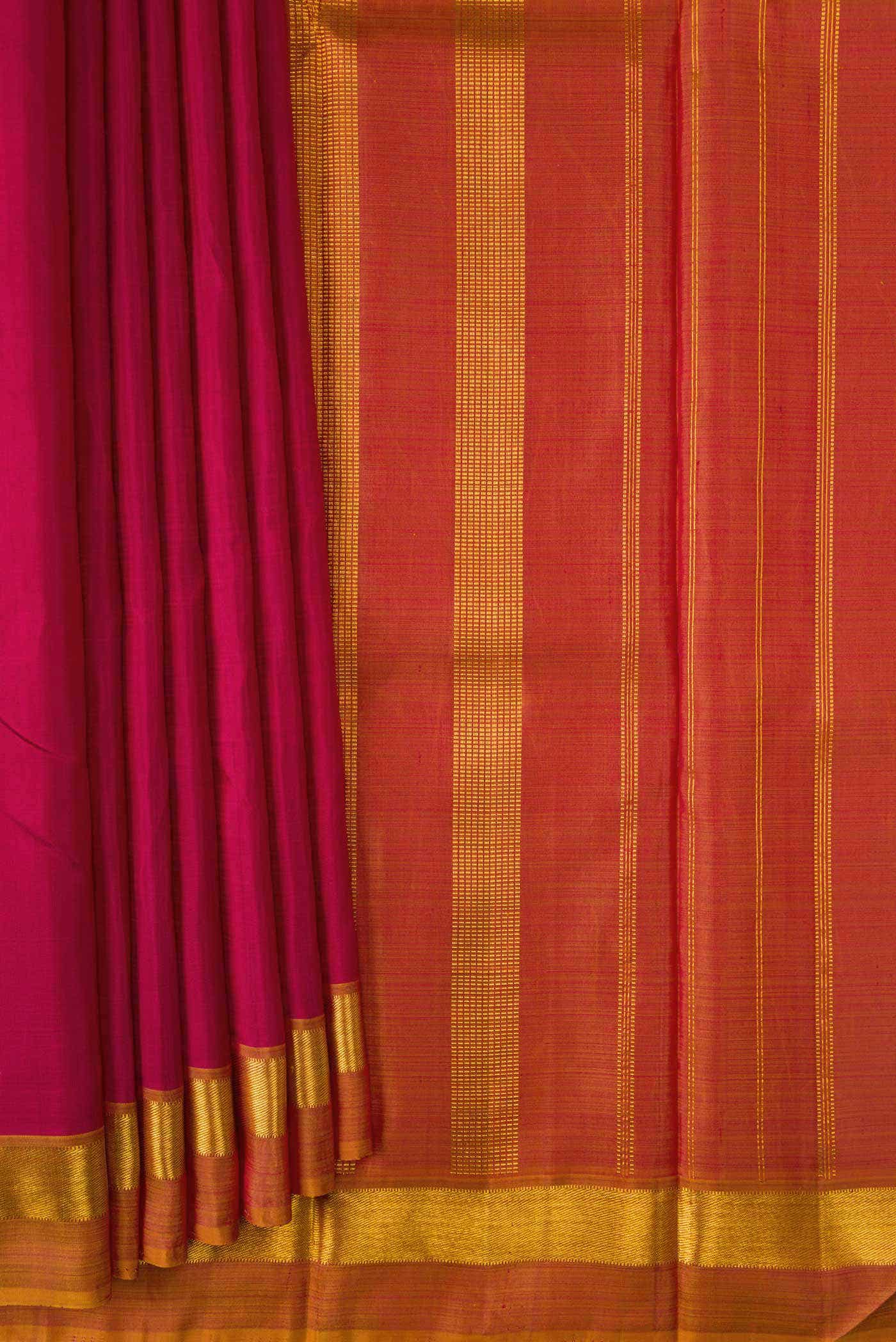 Pure Silk Pure Zari Maroon Dual Tone Kanchipuram Saree