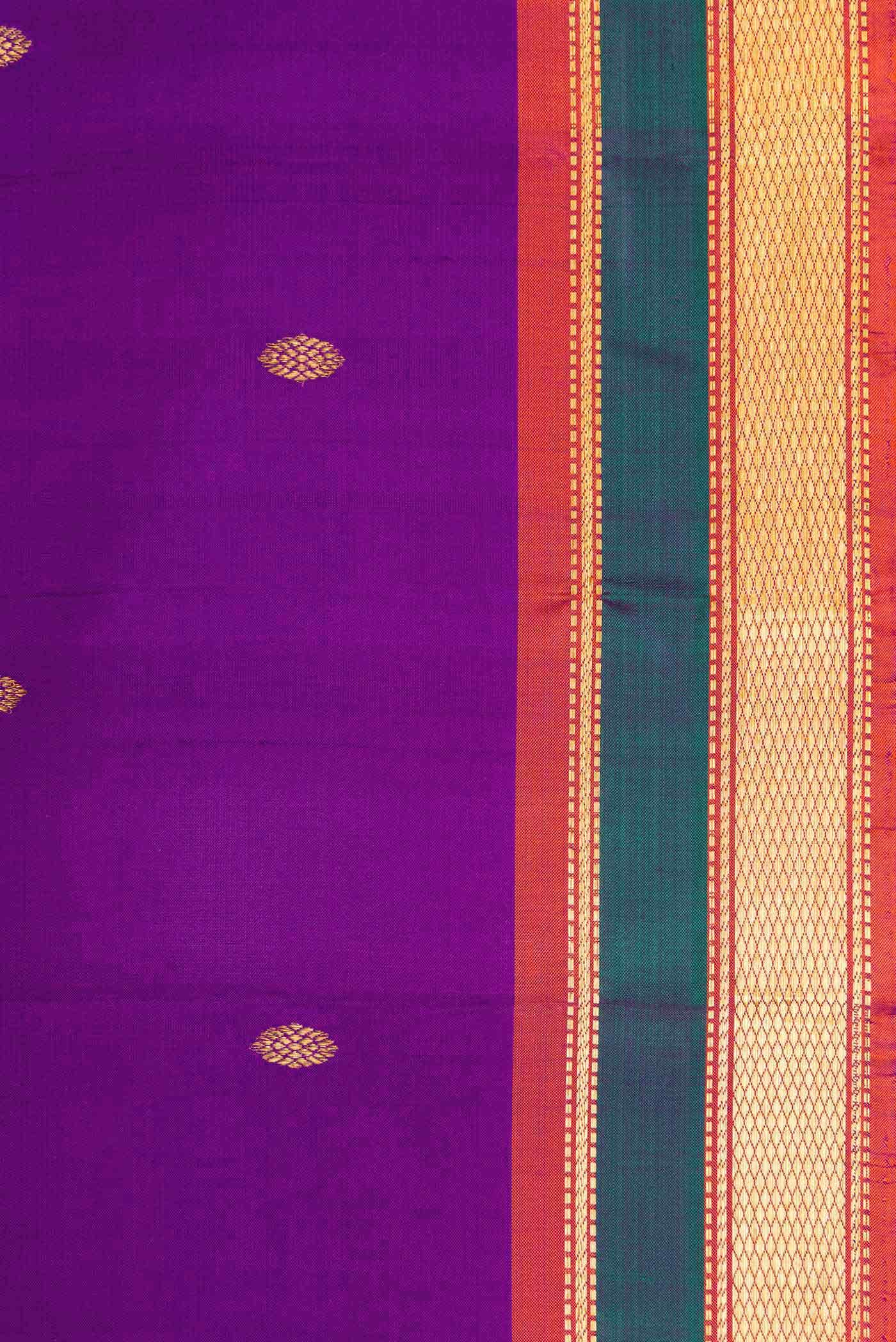 Pure Silk Pure Zari Violet Dual Tone Kanchipuram Saree