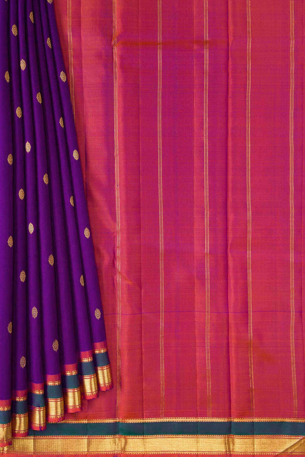 Pure Silk Pure Zari Violet Dual Tone Kanchipuram Saree