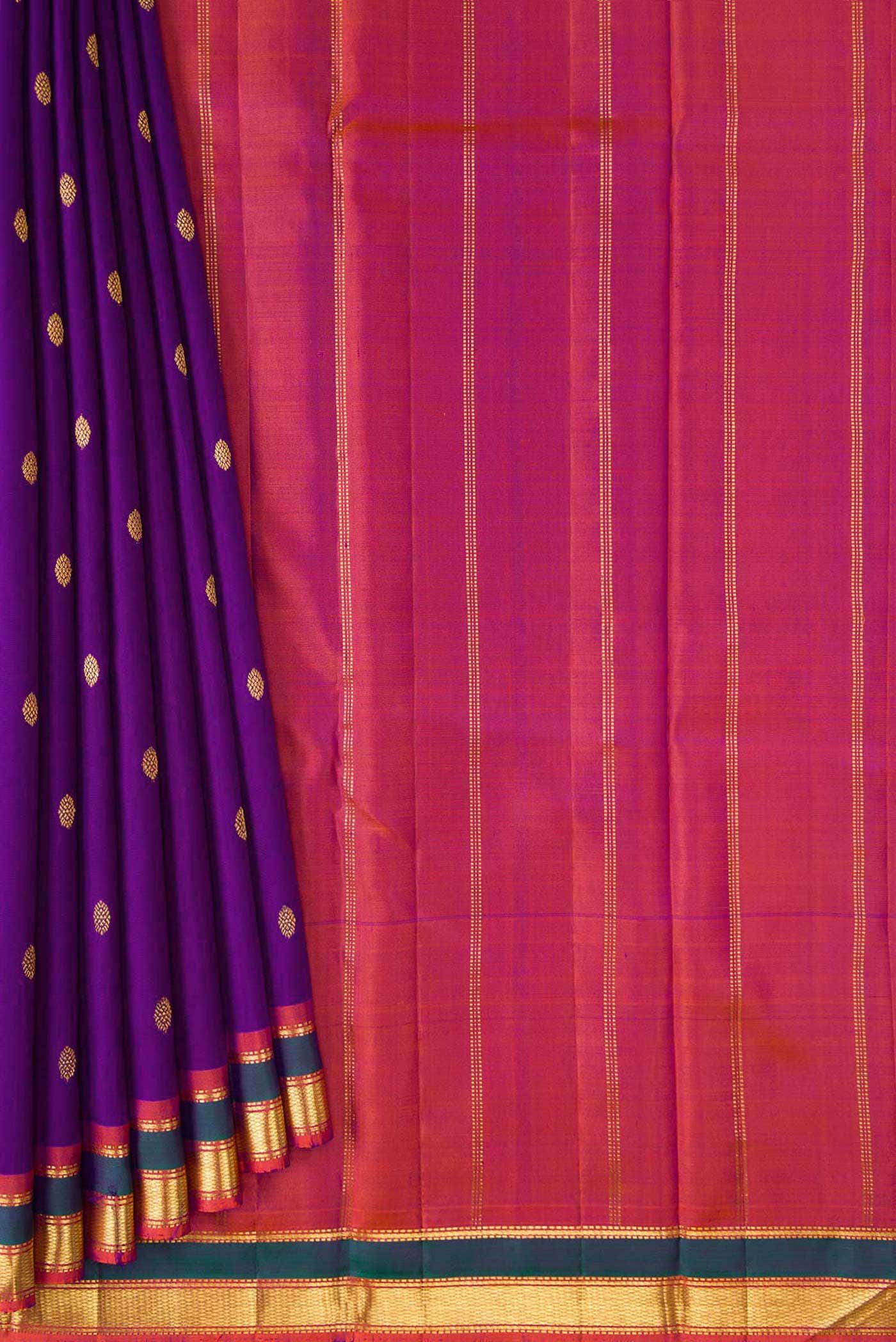 Pure Silk Pure Zari Violet Dual Tone Kanchipuram Saree