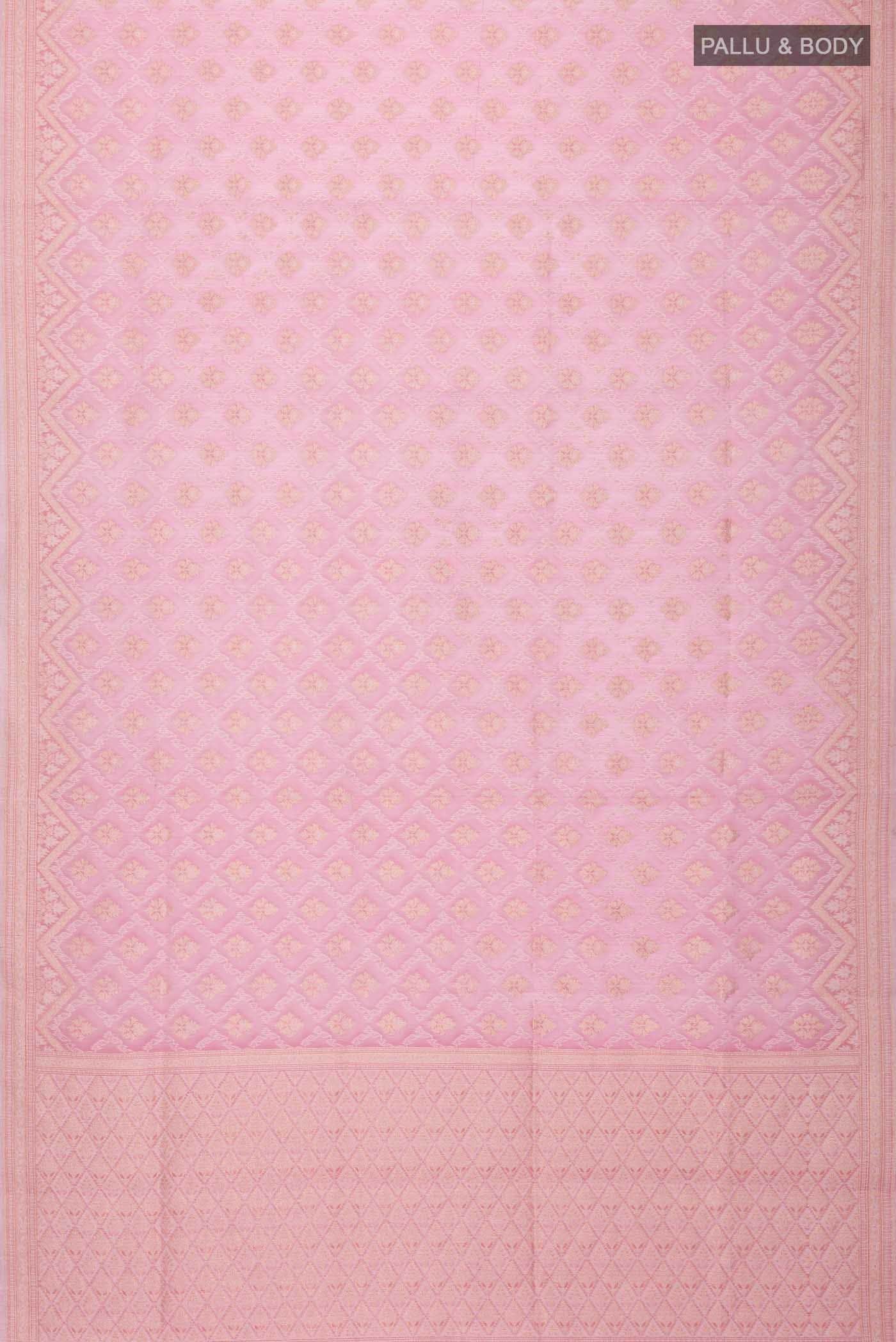 Rose pink Banarasi Silk Cotton Saree
