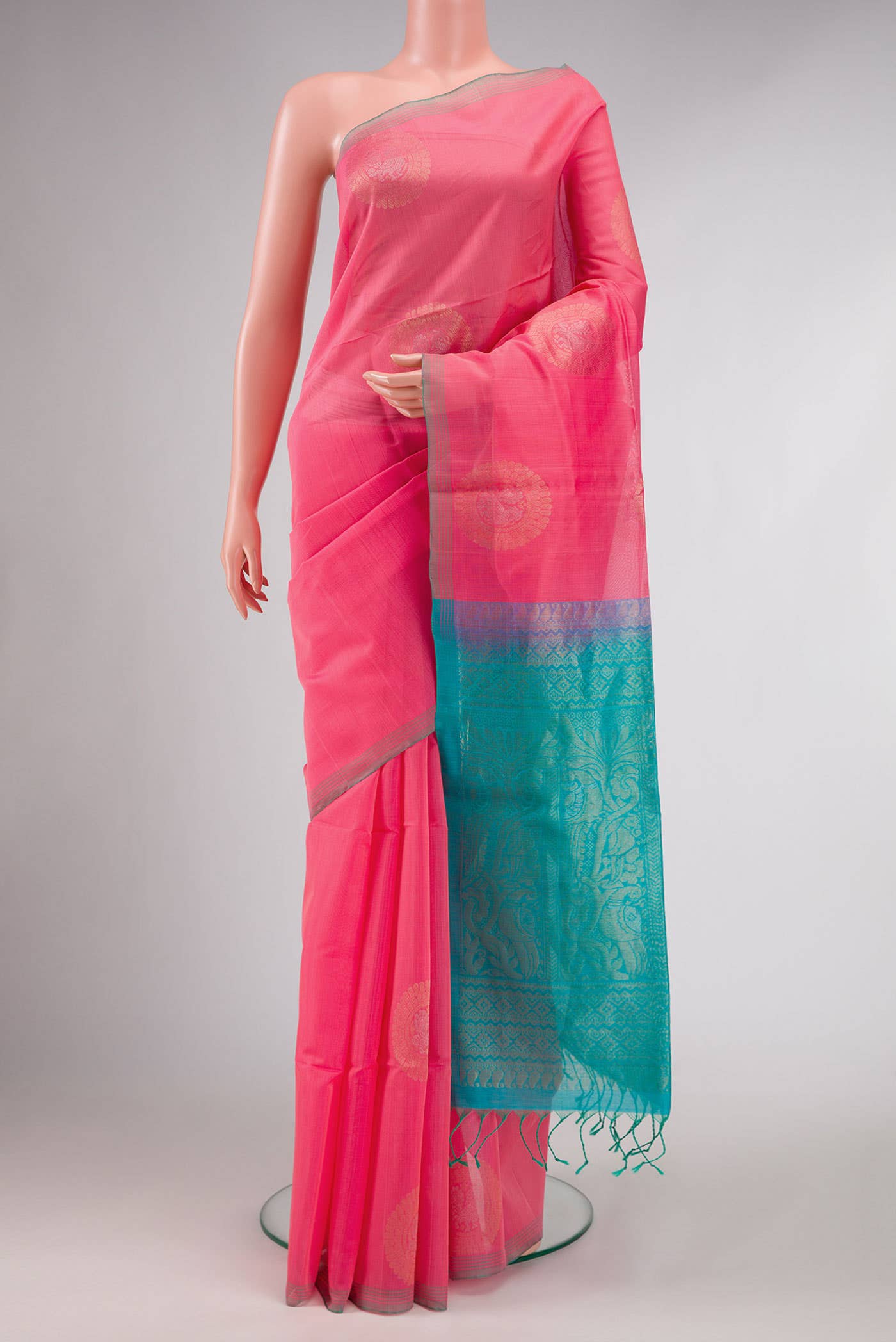 Pink Dual Tone Silk Cotton Saree