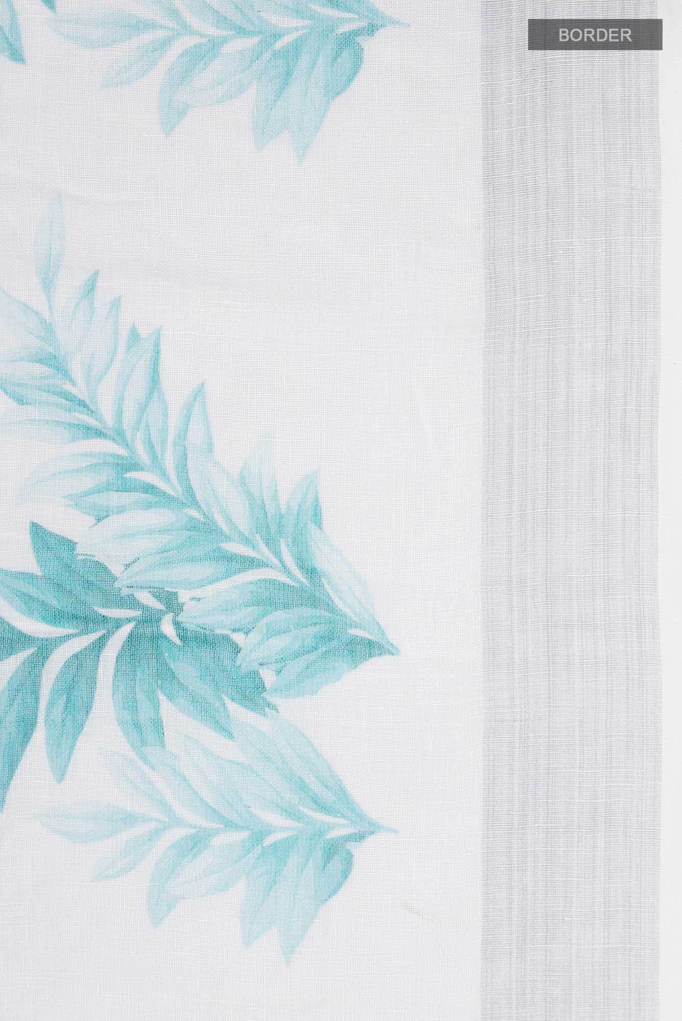 White Linen Cotton Saree