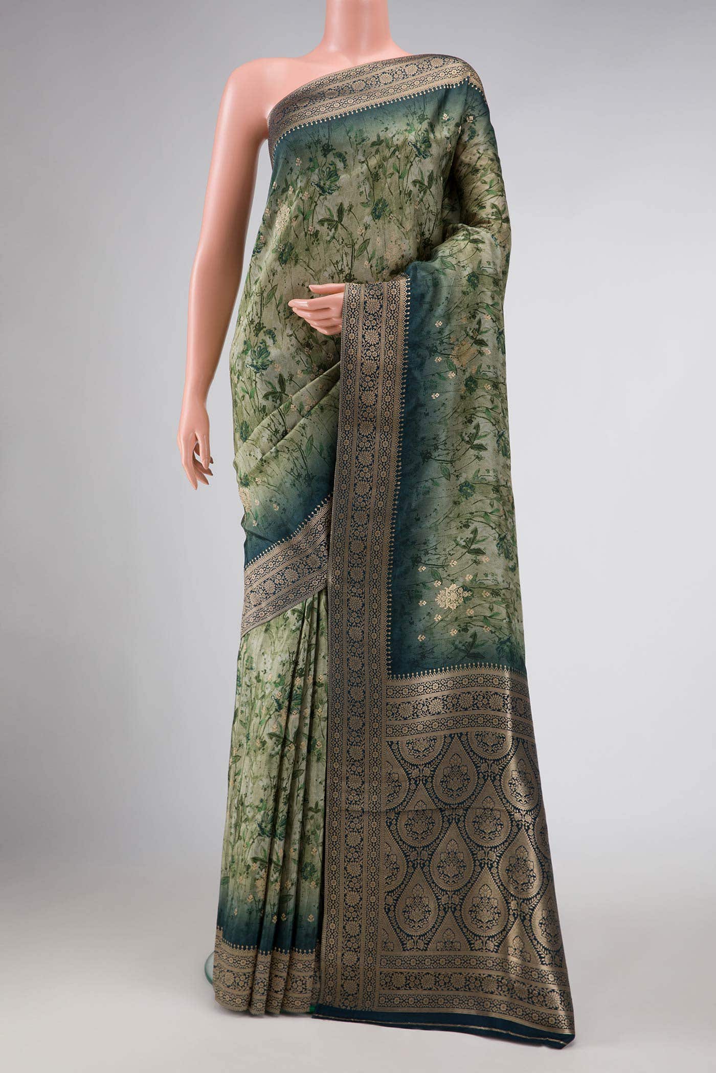 Light Green Tussar Silk Saree