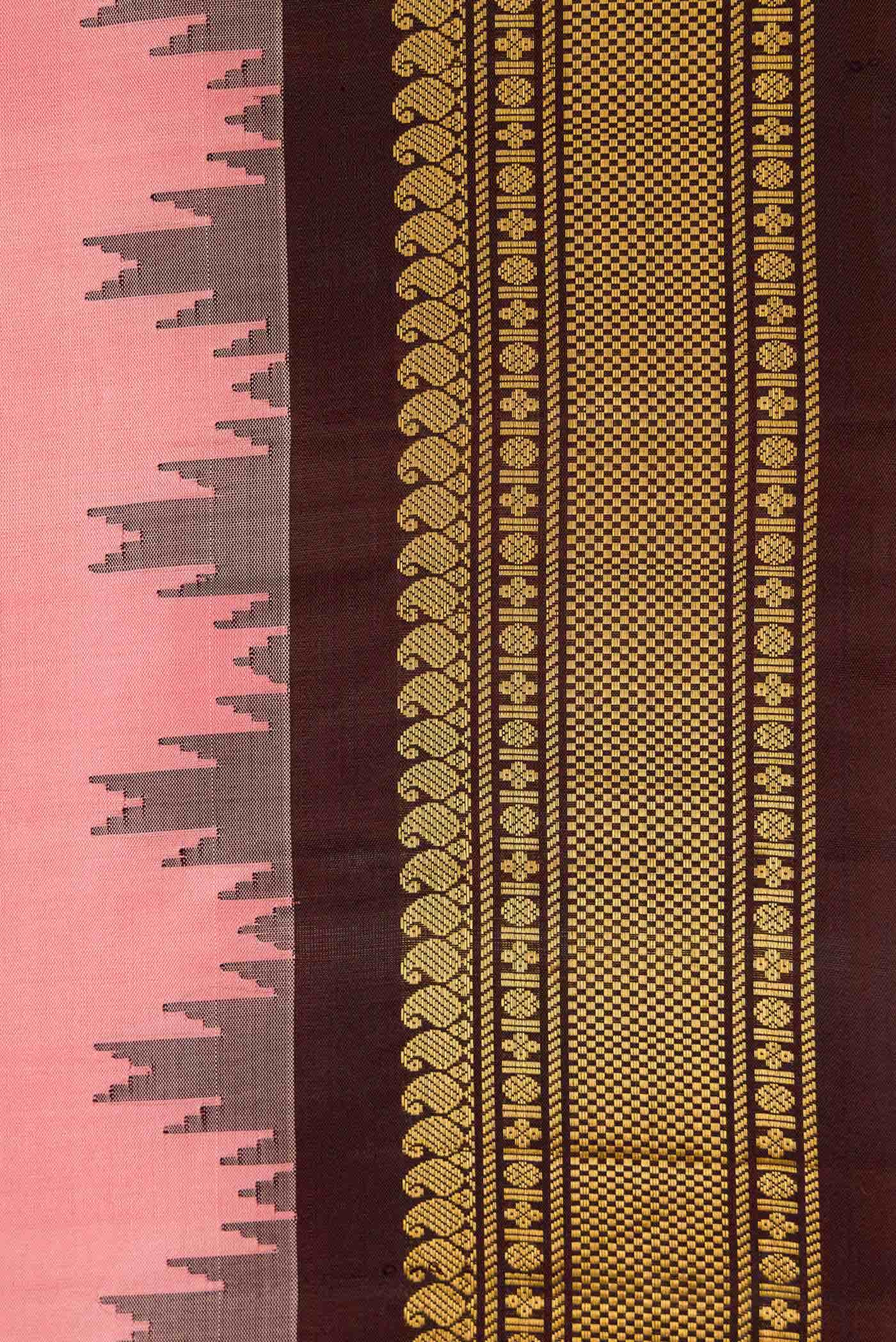 Golden Peach Gadwal Silk Saree