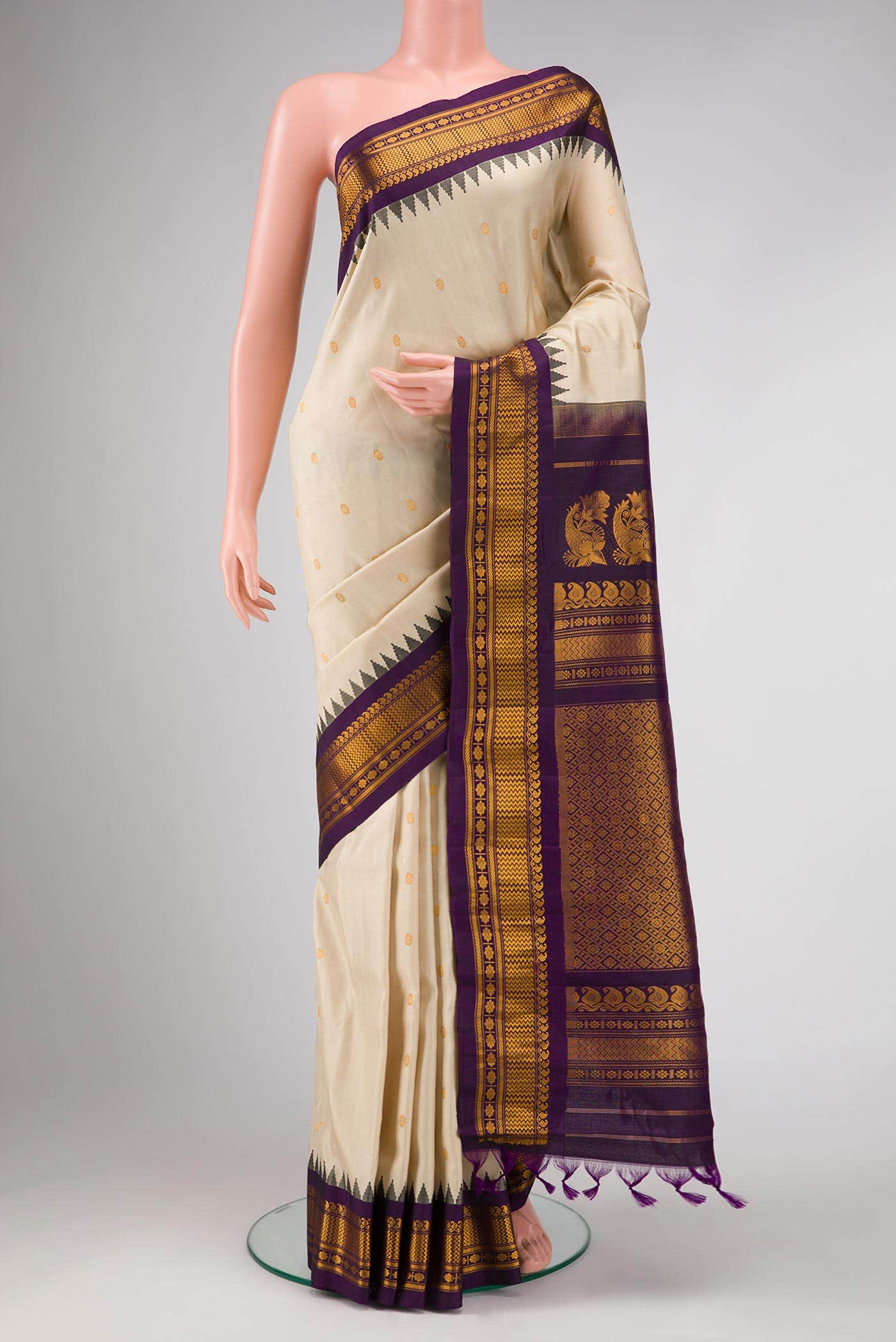 Beige Gadwal Silk Saree