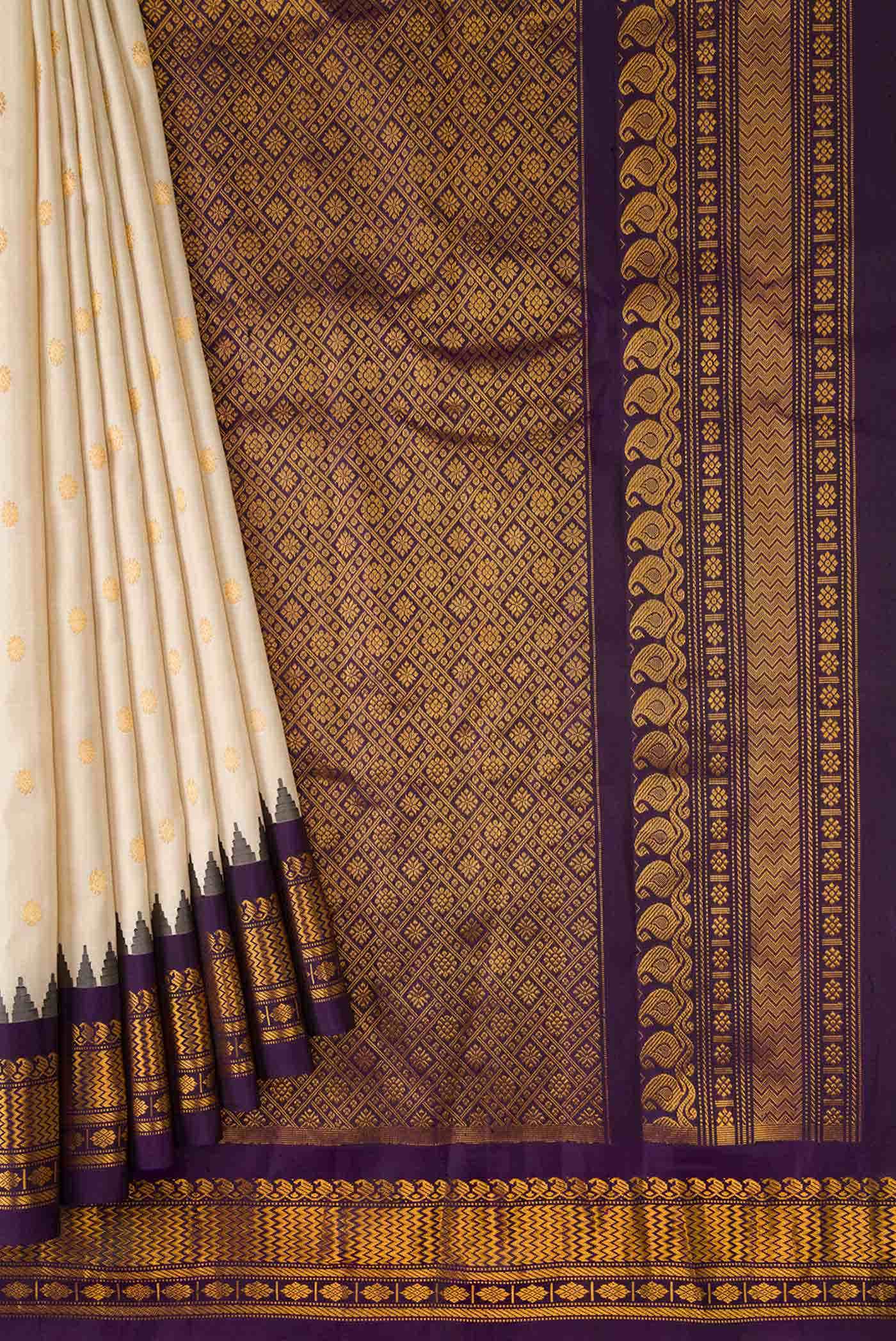 Beige Gadwal Silk Saree