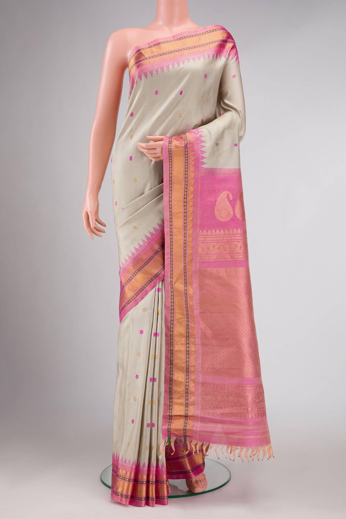 Beige Gadwal Silk Saree