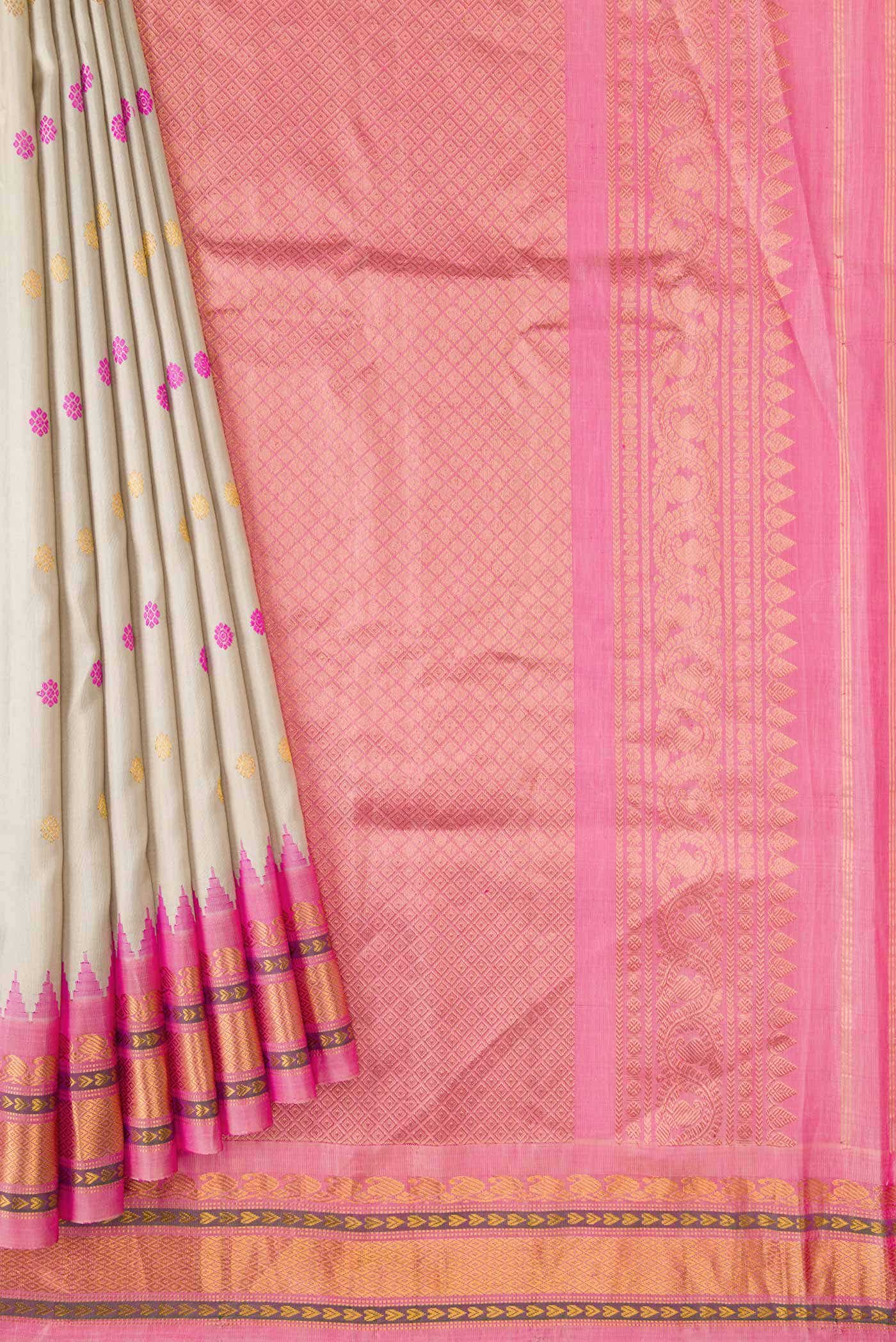 Beige Gadwal Silk Saree