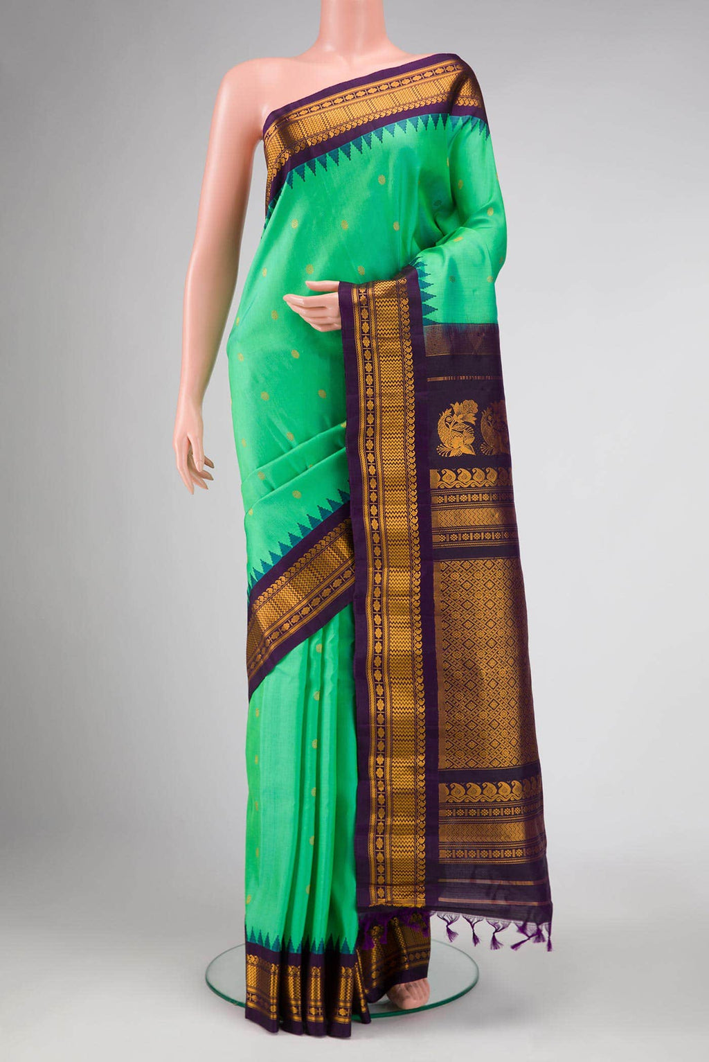 Sea Green Dual Tone Gadwal Silk Saree