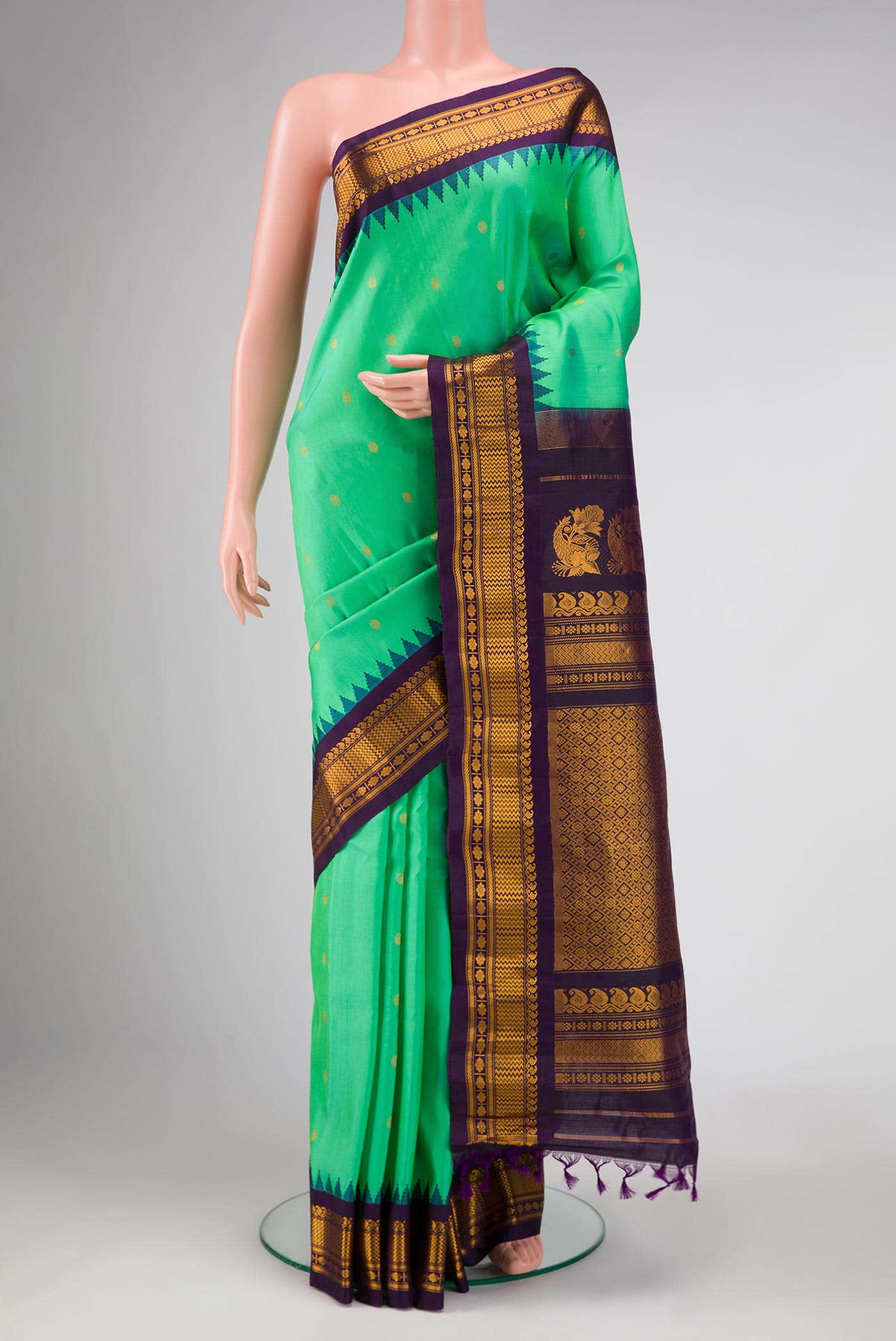 Sea Green Dual Tone Gadwal Silk Saree