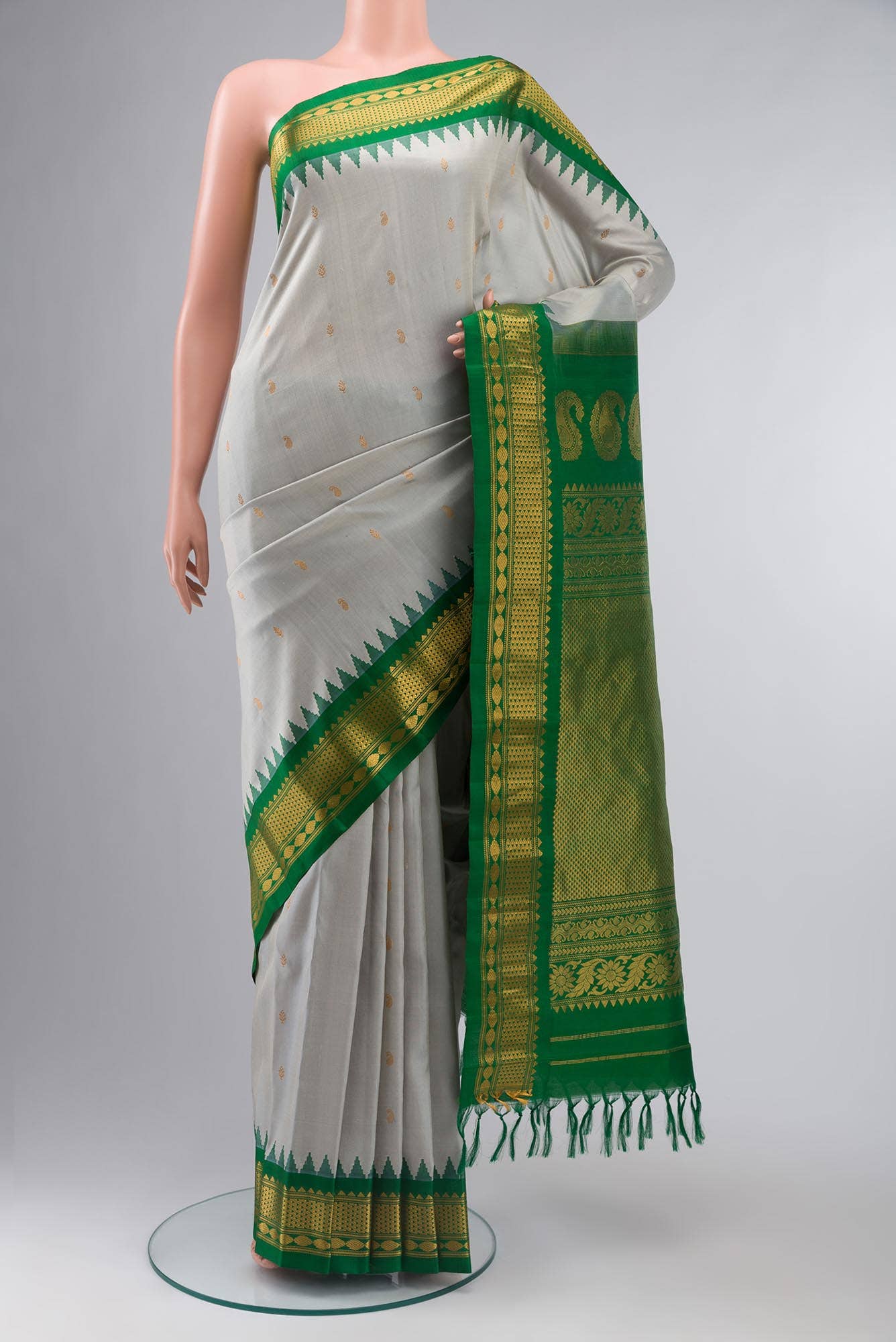 Grey Gadwal Silk Saree