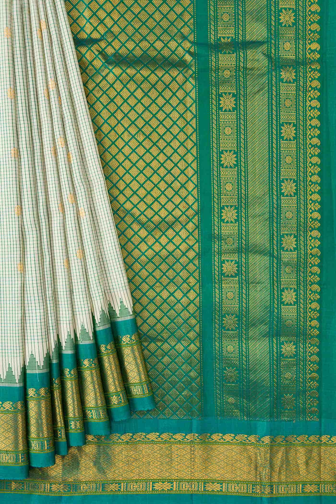 Off White Gadwal Silk Saree