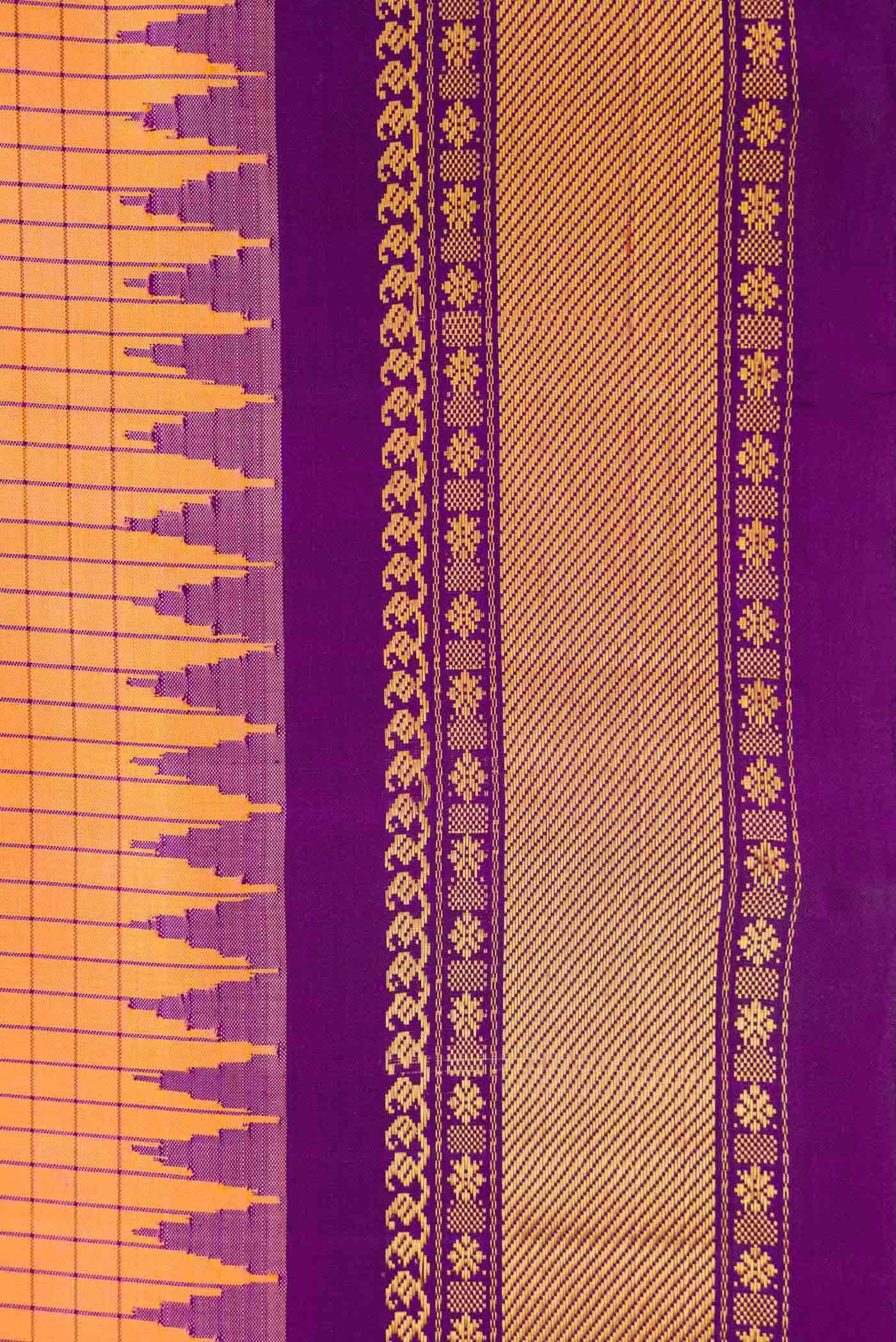 Golden Peach Dual Tone Gadwal Silk Saree