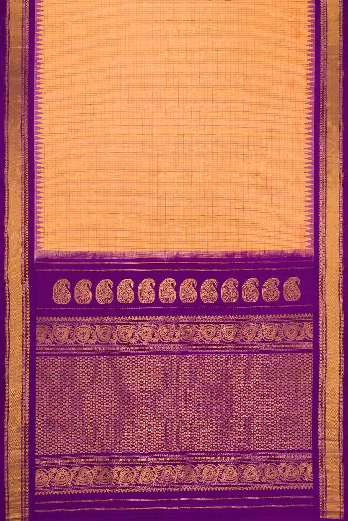 Golden Peach Dual Tone Gadwal Silk Saree