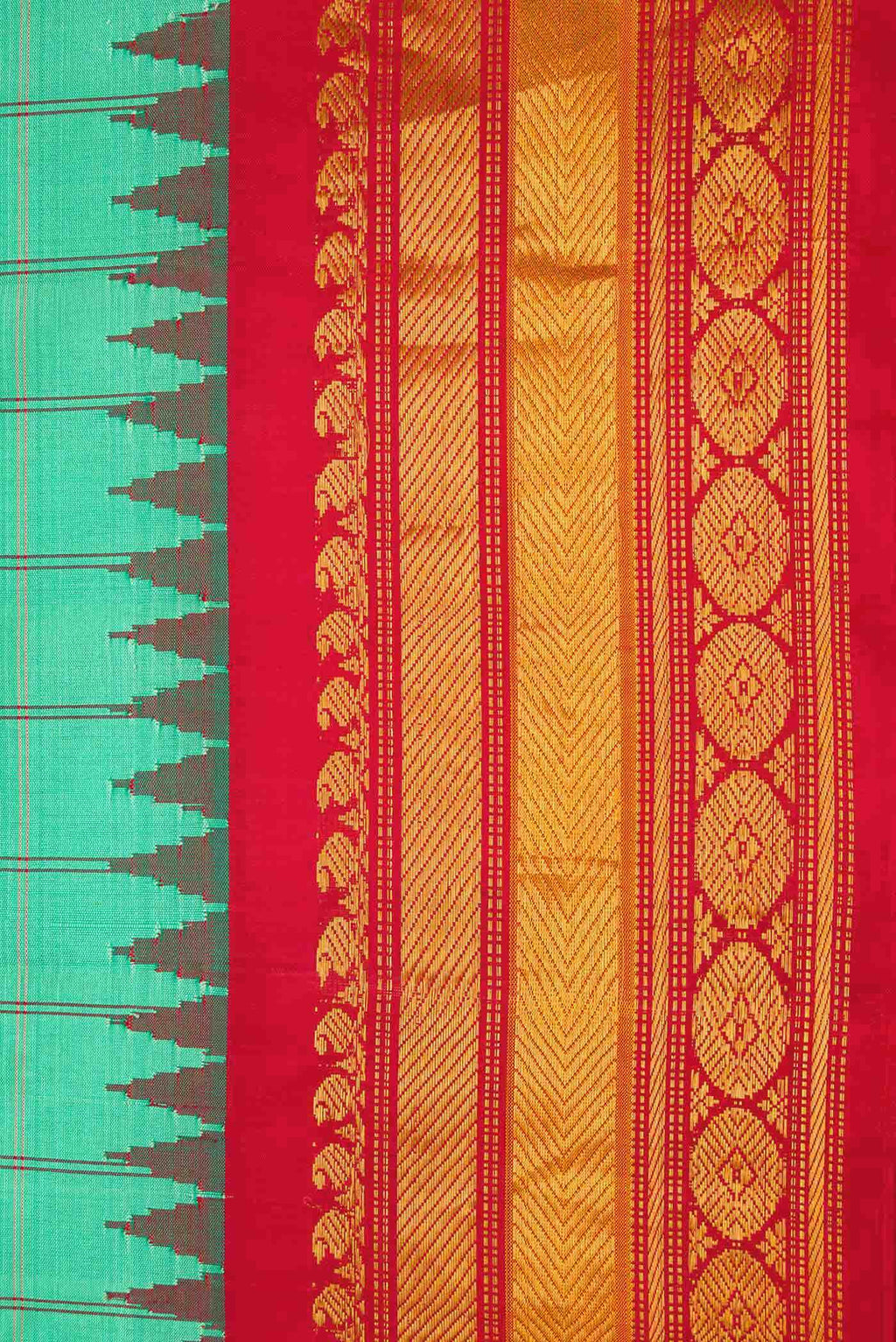 Sea Green Dual Tone Gadwal Silk Saree