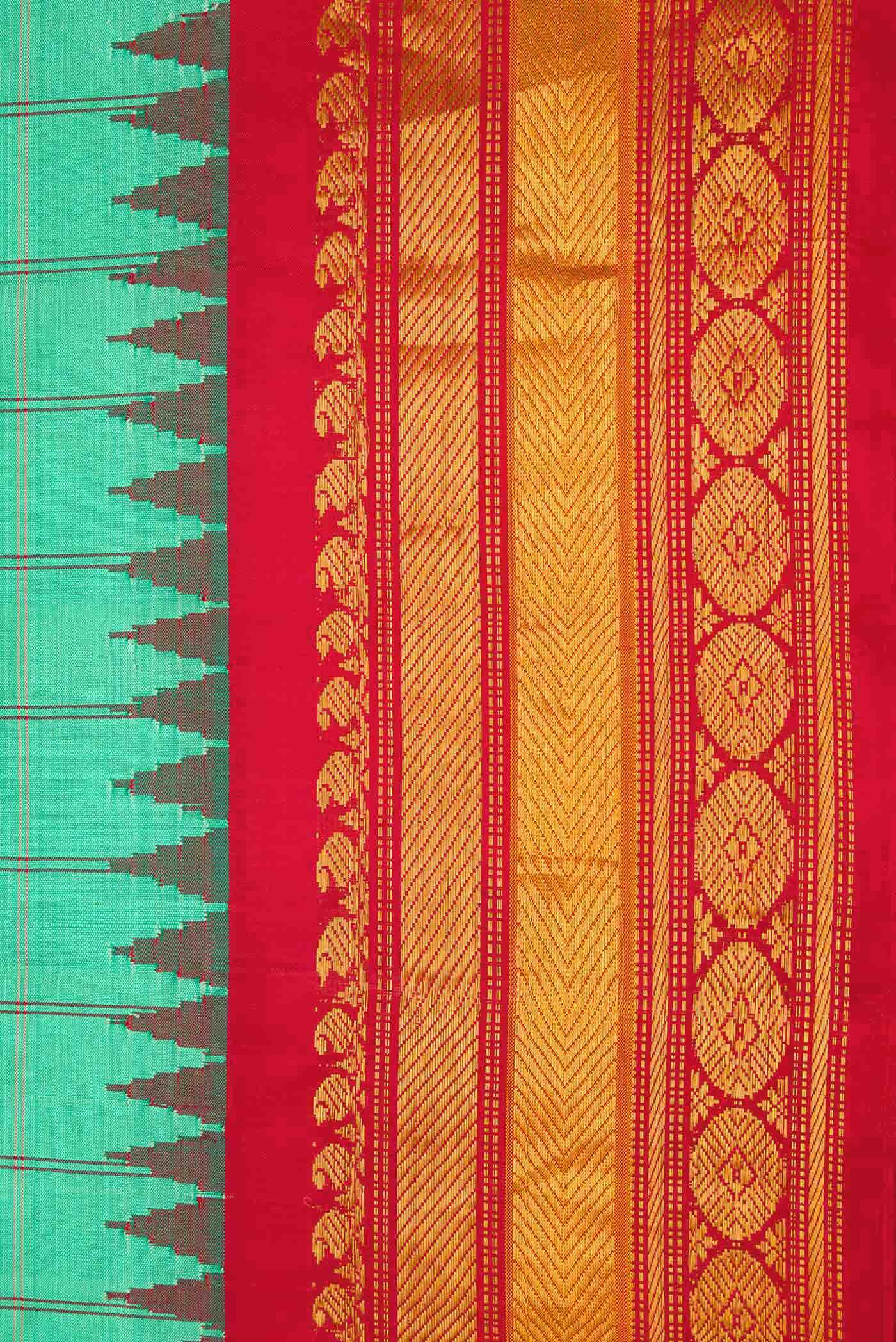 Sea Green Dual Tone Gadwal Silk Saree