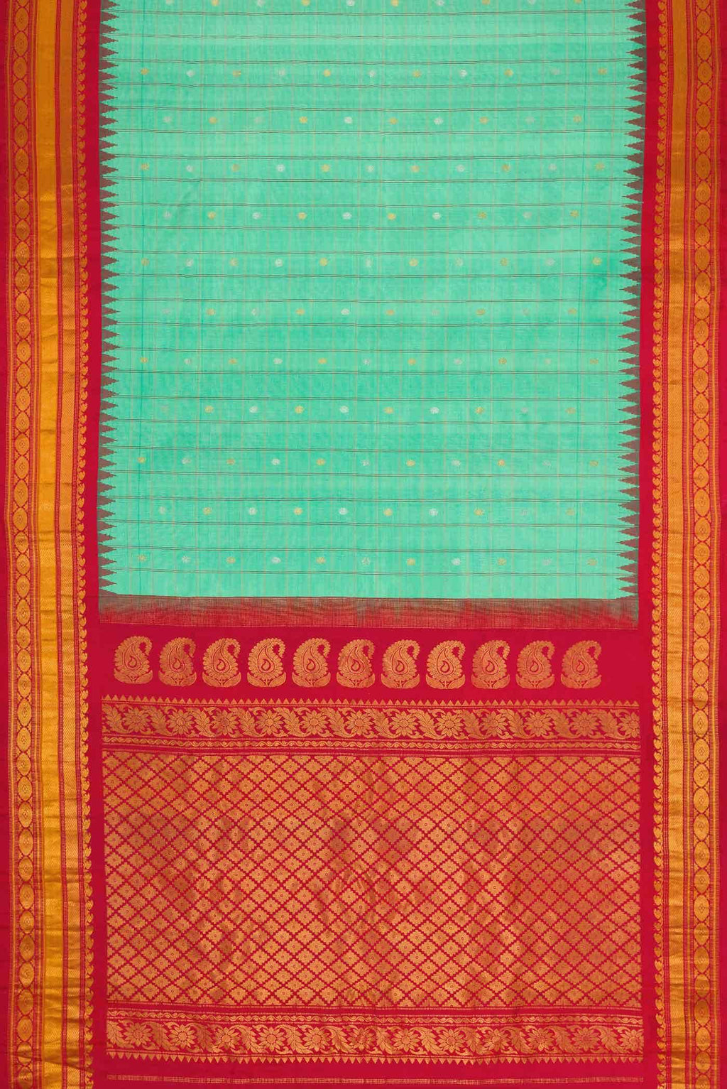 Sea Green Dual Tone Gadwal Silk Saree