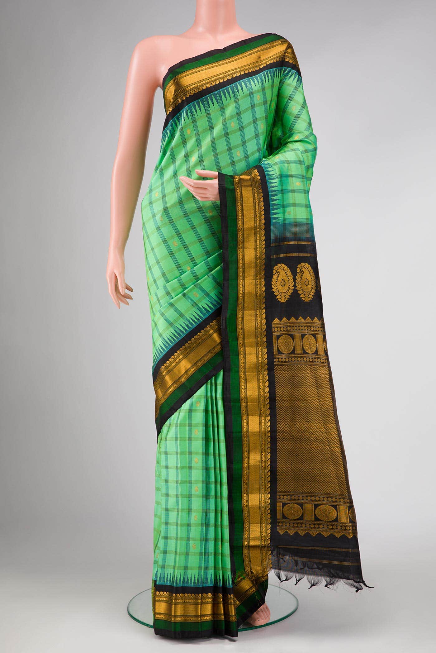 Light Green Gadwal Silk Saree