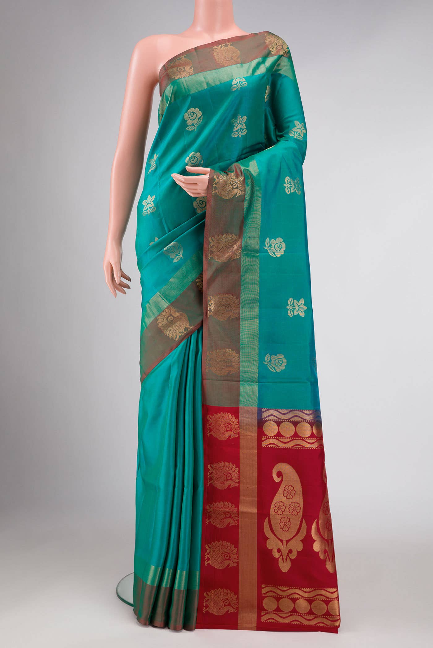Green Dual Tone Soft Silk Saree