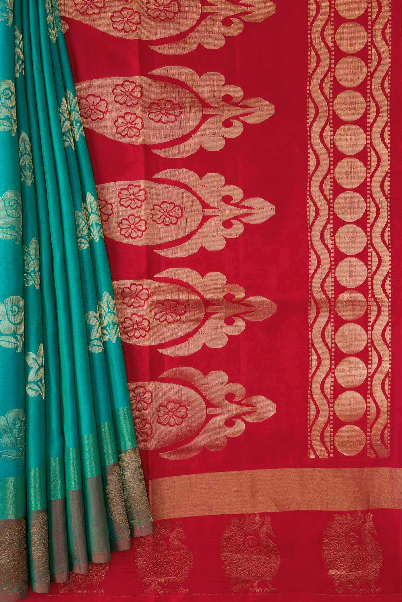 Green Dual Tone Soft Silk Saree