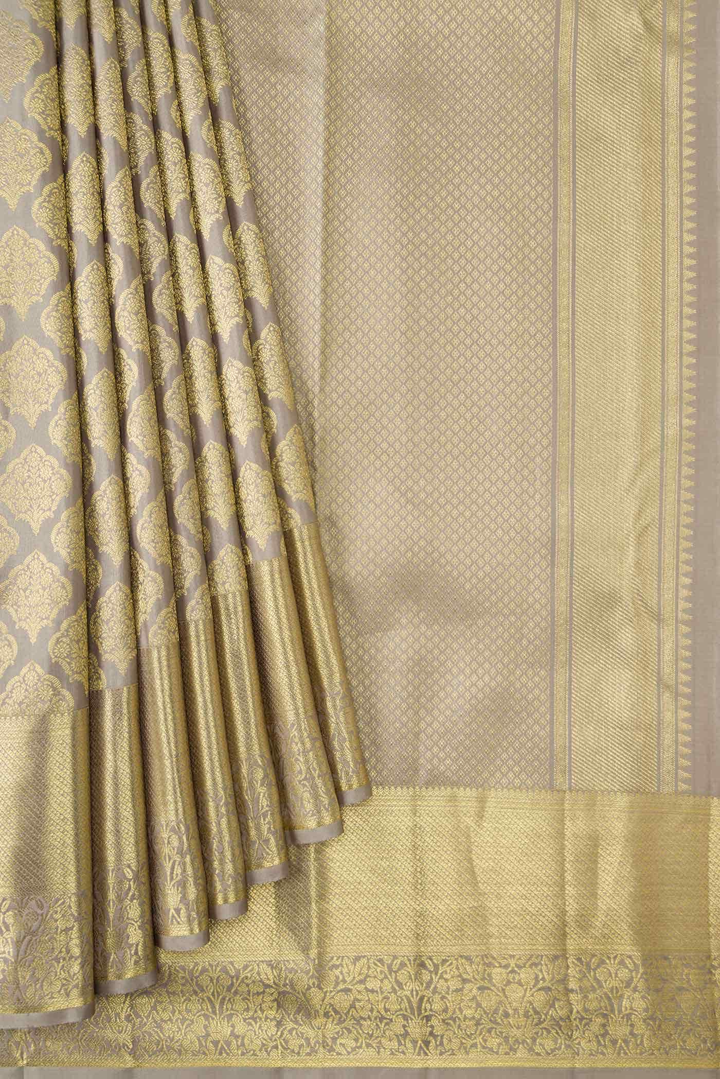 Dark Beige Dual Tone Kanchipuram Silk Saree
