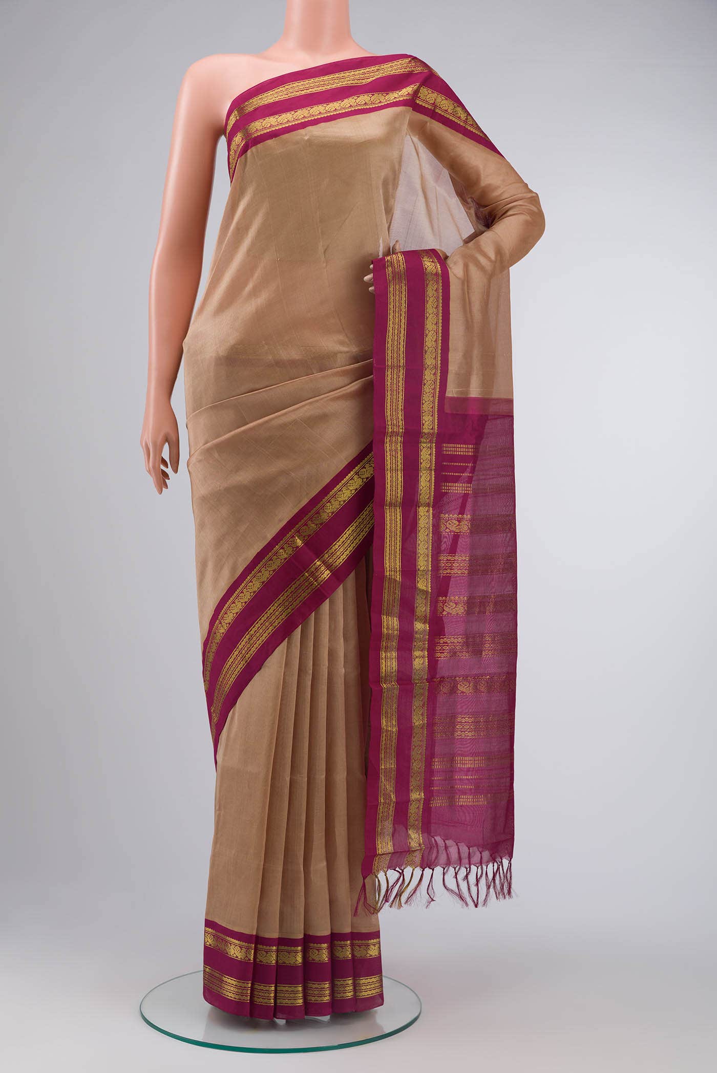 Brown Silk Cotton Saree