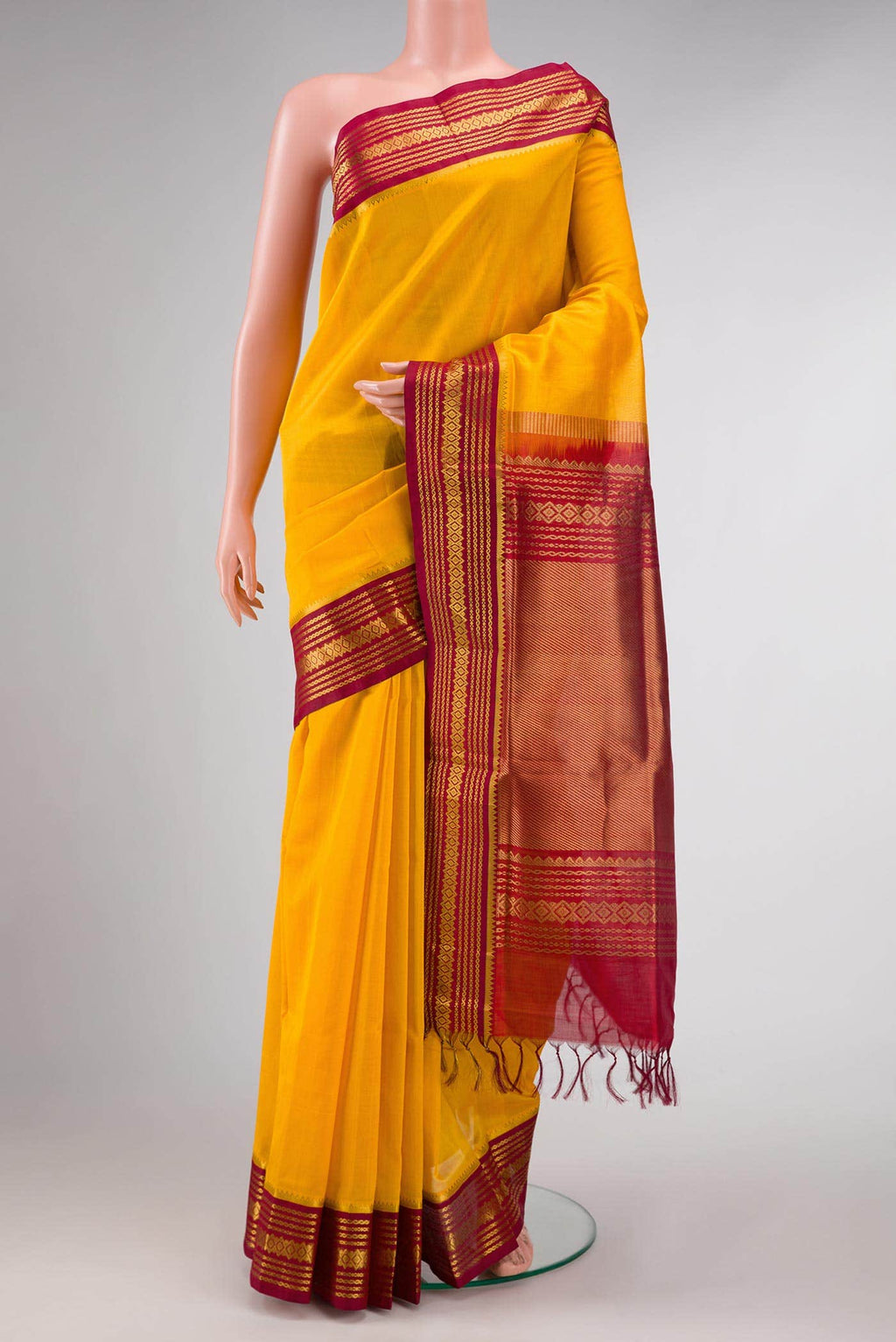 Yellow Dual Tone Silk Cotton Saree