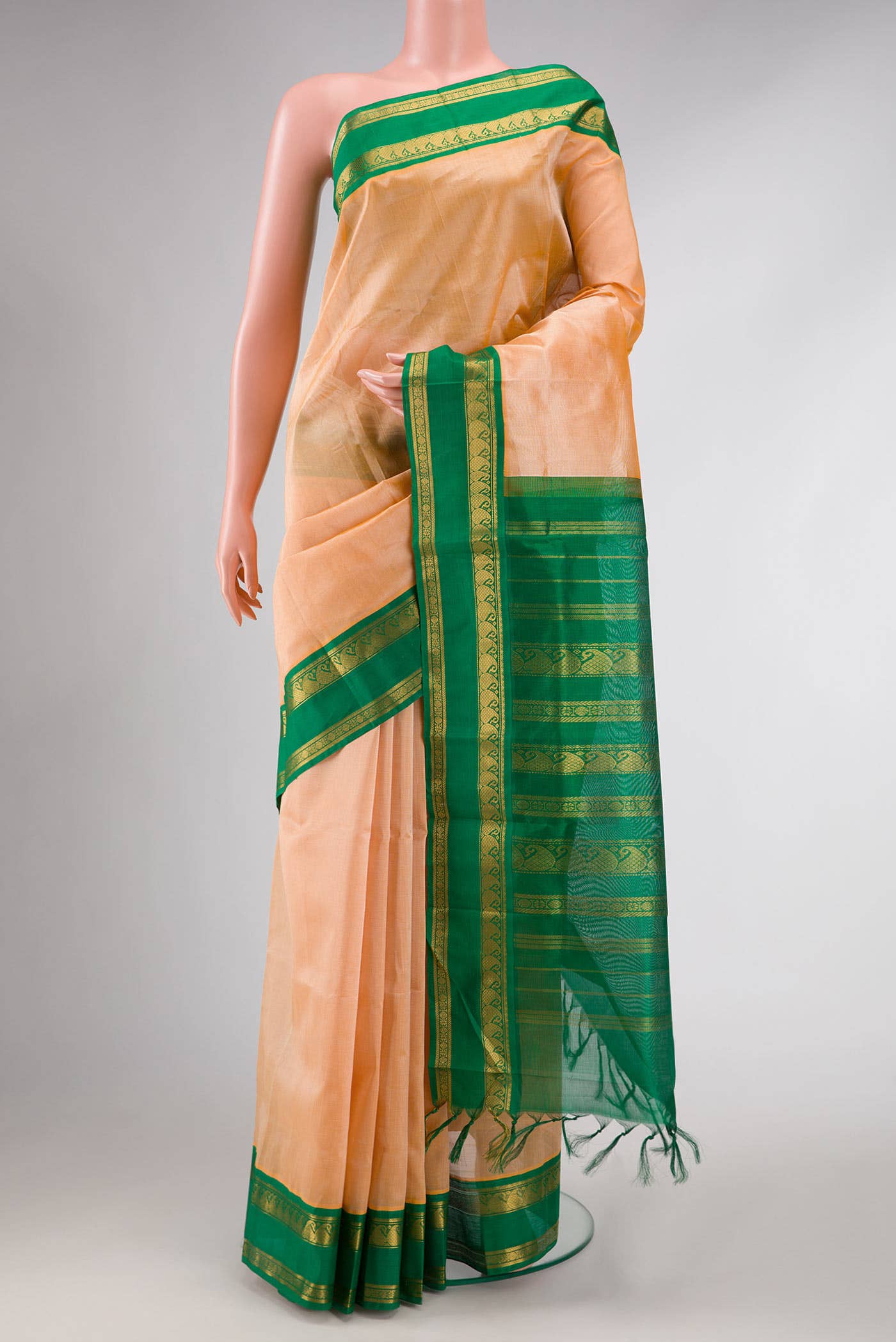 Peach Dual Tone Silk Cotton Saree