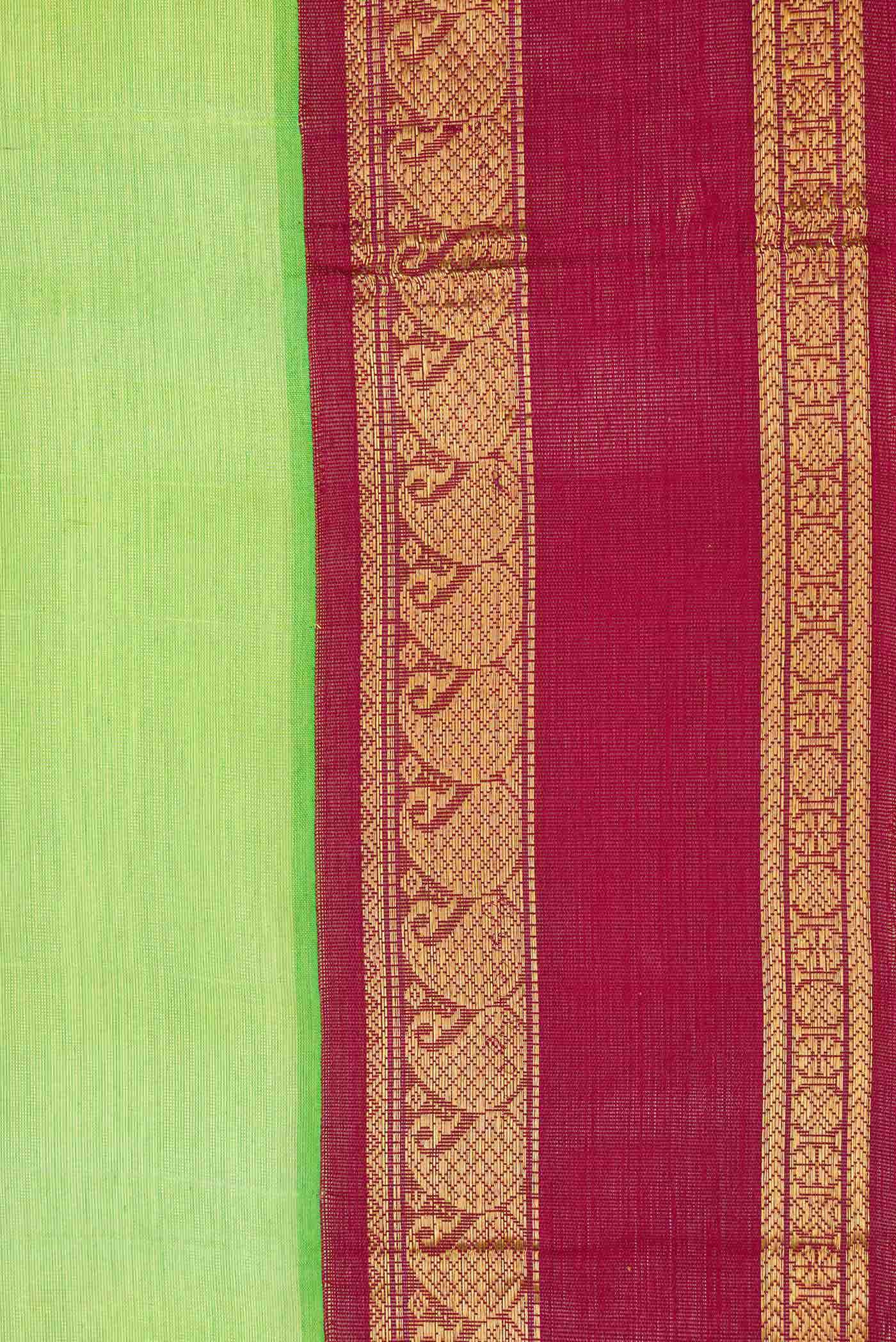 Parrot Green Dual Tone Silk Cotton Saree