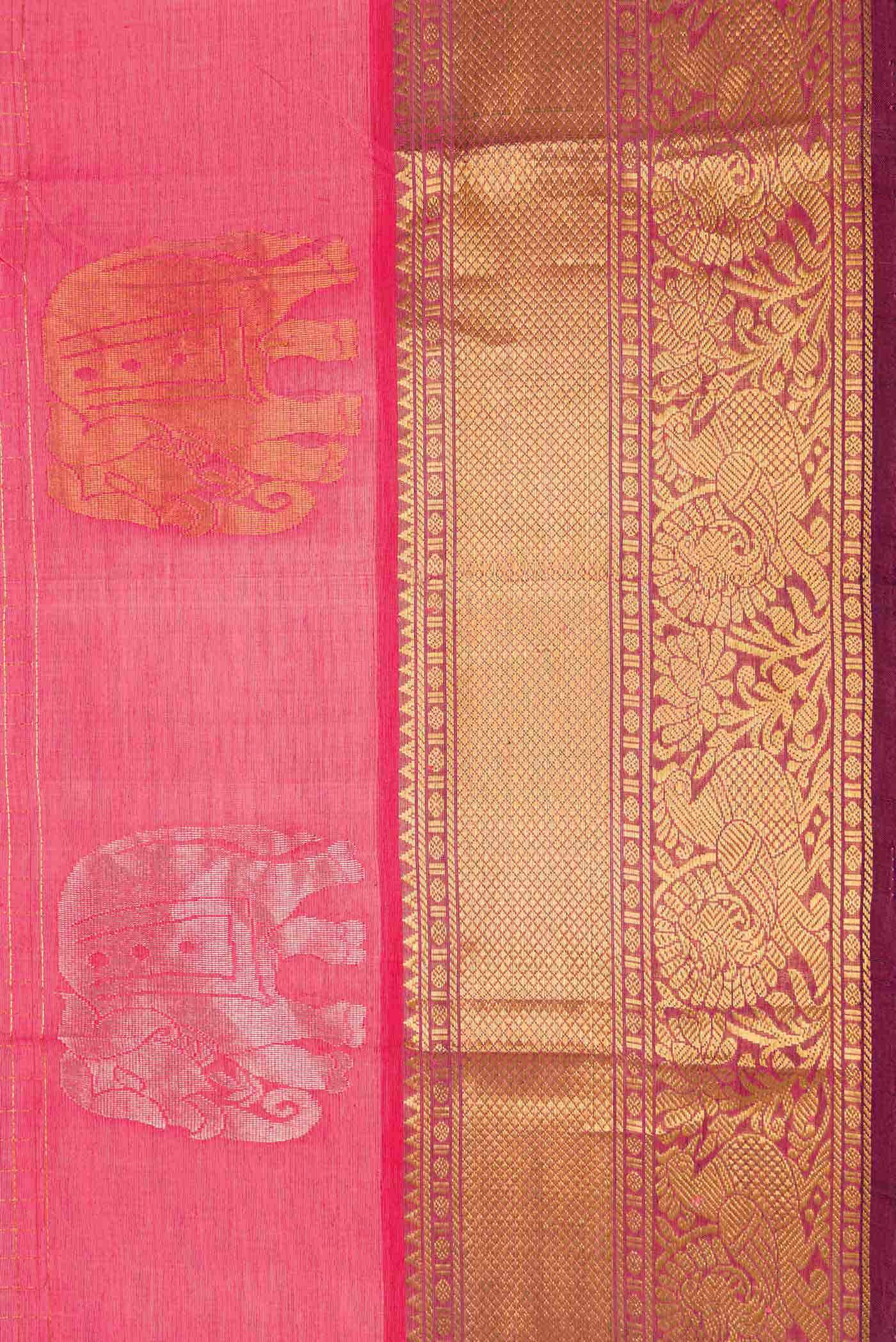 Pink Dual Tone Silk Cotton Saree