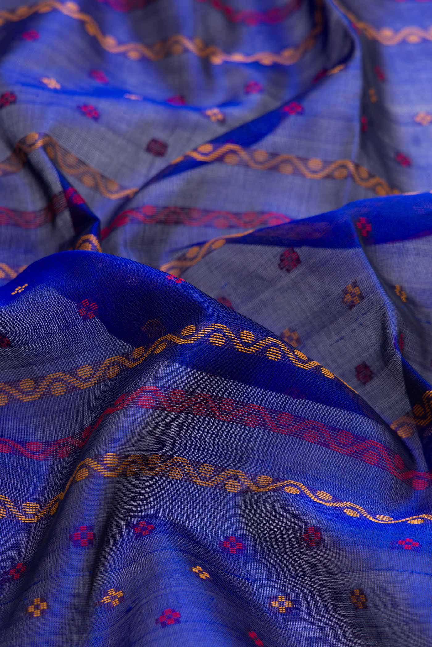 Royal Blue Dual Tone Silk Cotton Saree